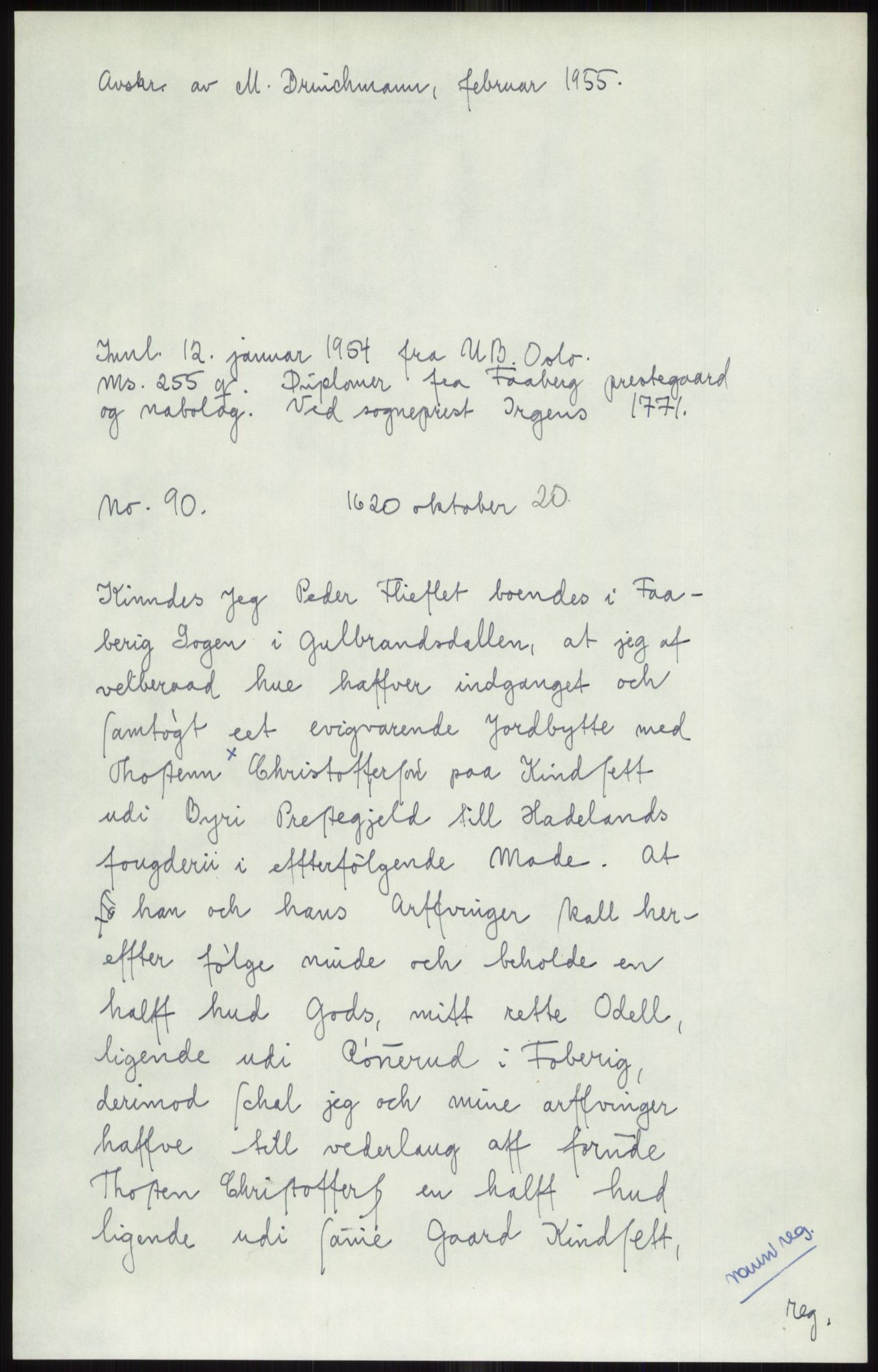 Samlinger til kildeutgivelse, Diplomavskriftsamlingen, AV/RA-EA-4053/H/Ha, p. 456