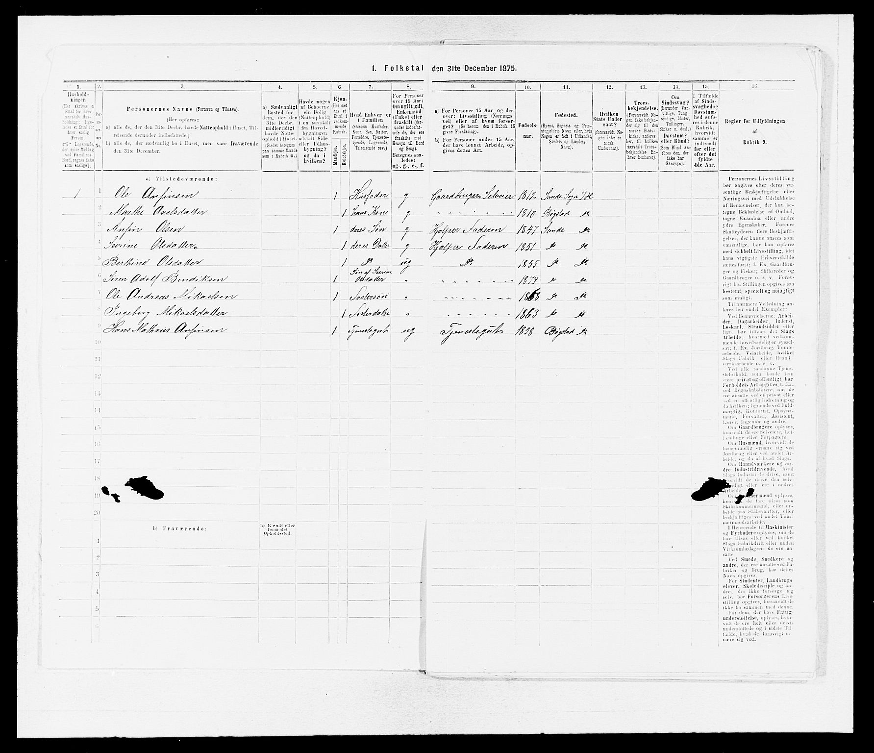 SAB, 1875 census for 1430P Indre Holmedal, 1875, p. 530