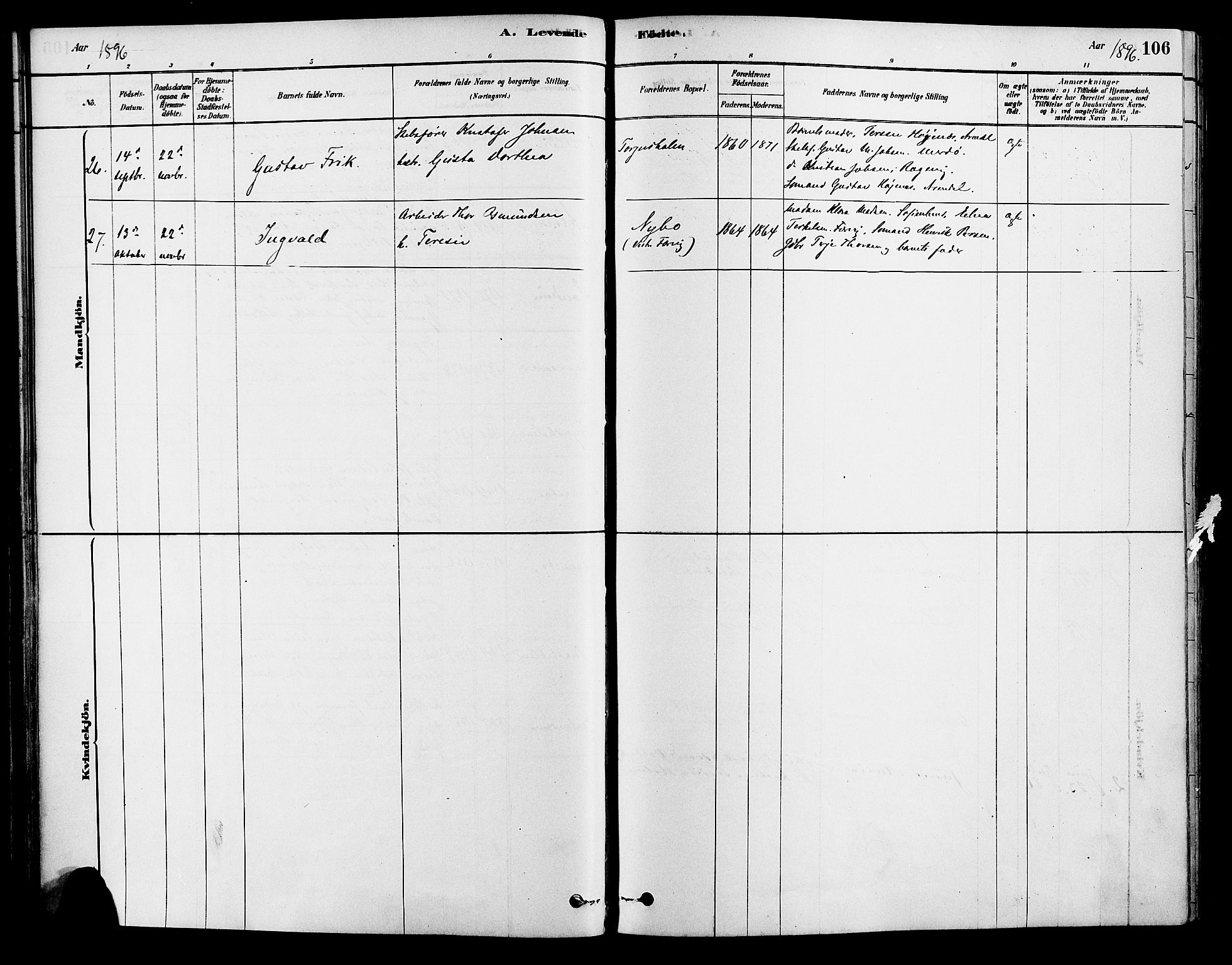 Tromøy sokneprestkontor, SAK/1111-0041/F/Fa/L0009: Parish register (official) no. A 9, 1878-1896, p. 106