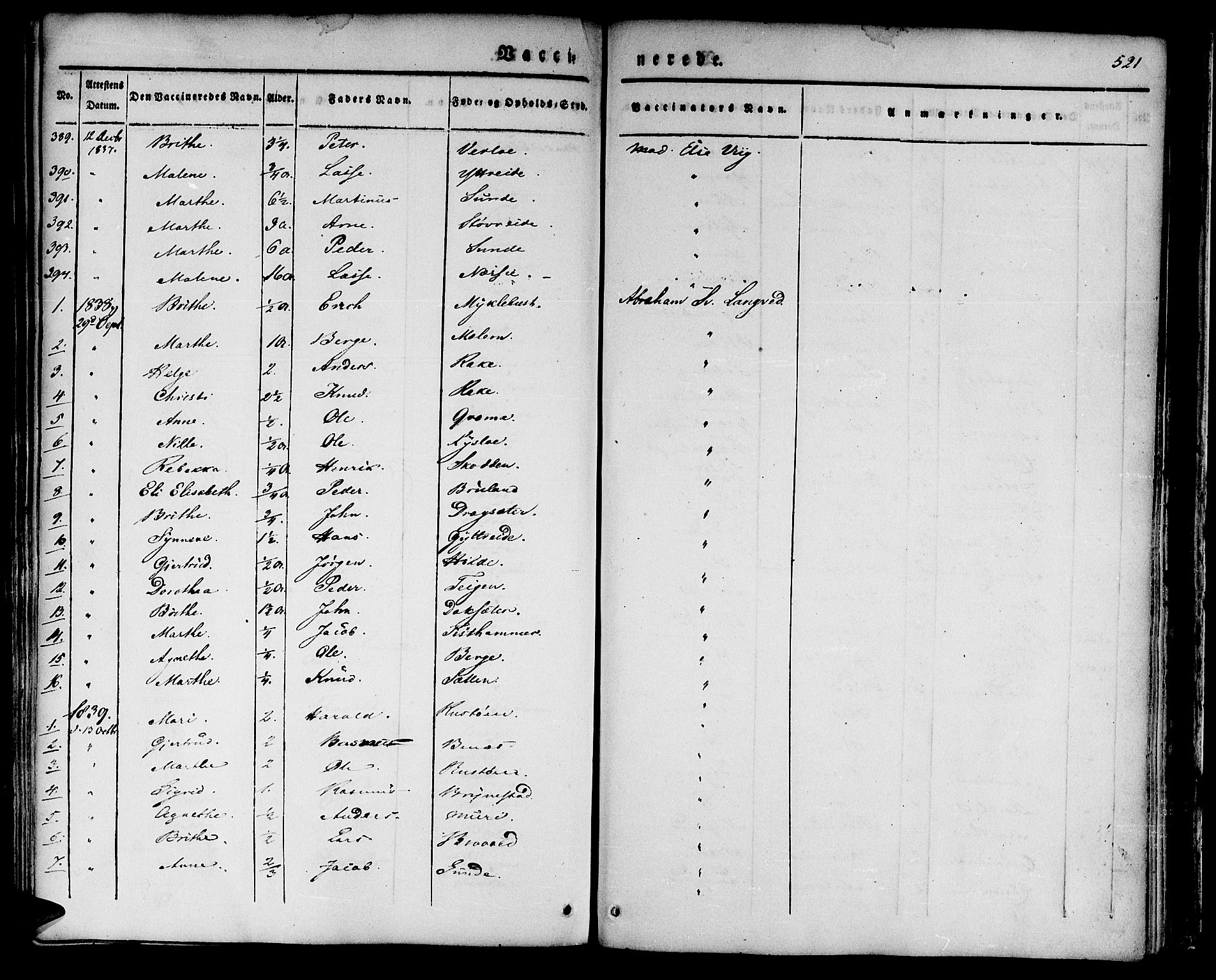 Innvik sokneprestembete, AV/SAB-A-80501: Parish register (official) no. A 4II, 1832-1846, p. 521