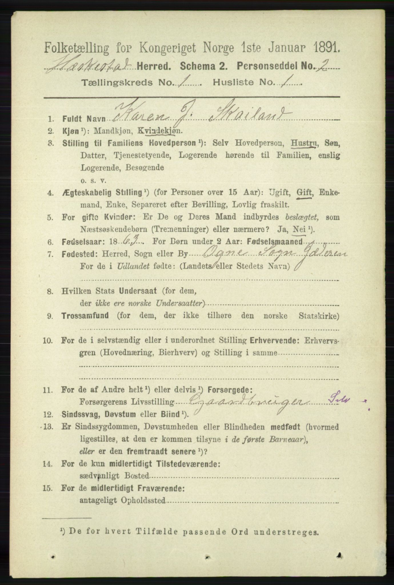 RA, 1891 census for 1113 Heskestad, 1891, p. 58