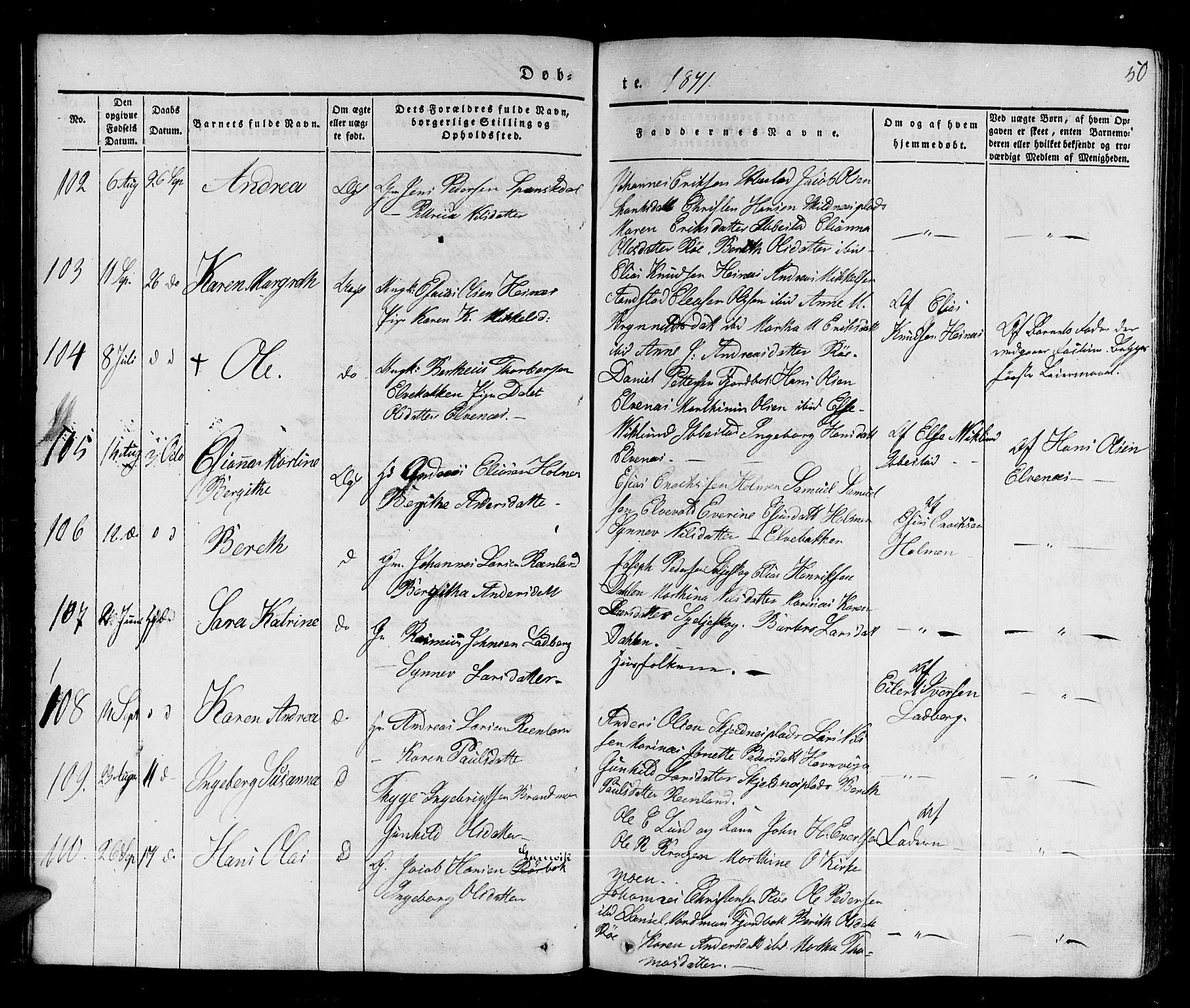 Ibestad sokneprestembete, AV/SATØ-S-0077/H/Ha/Haa/L0006kirke: Parish register (official) no. 6, 1837-1850, p. 50