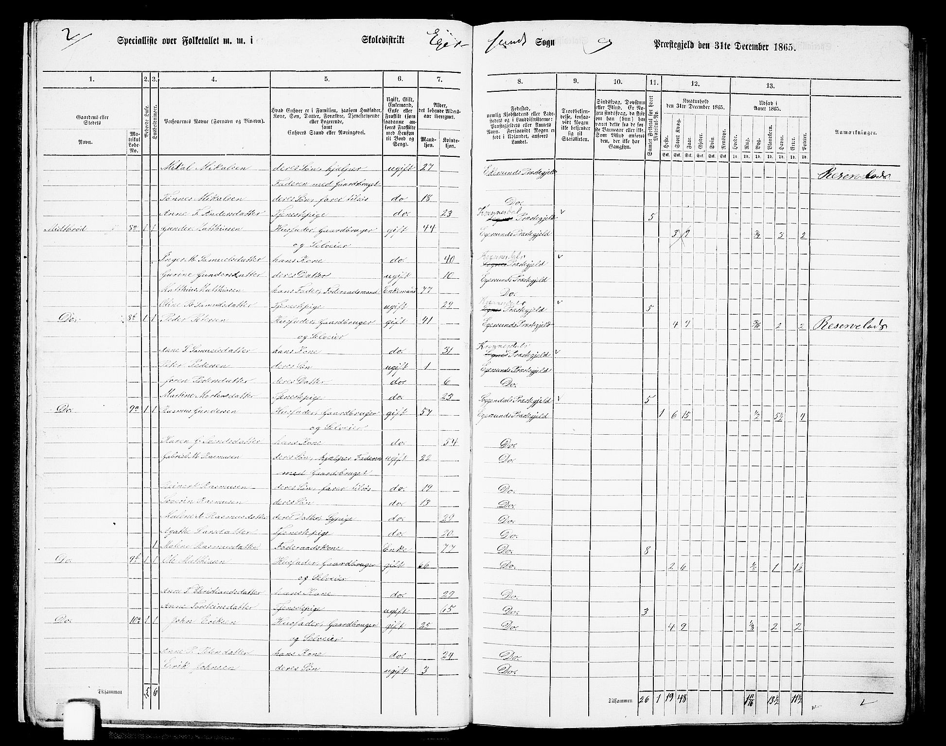 RA, 1865 census for Eigersund/Eigersund og Ogna, 1865, p. 17