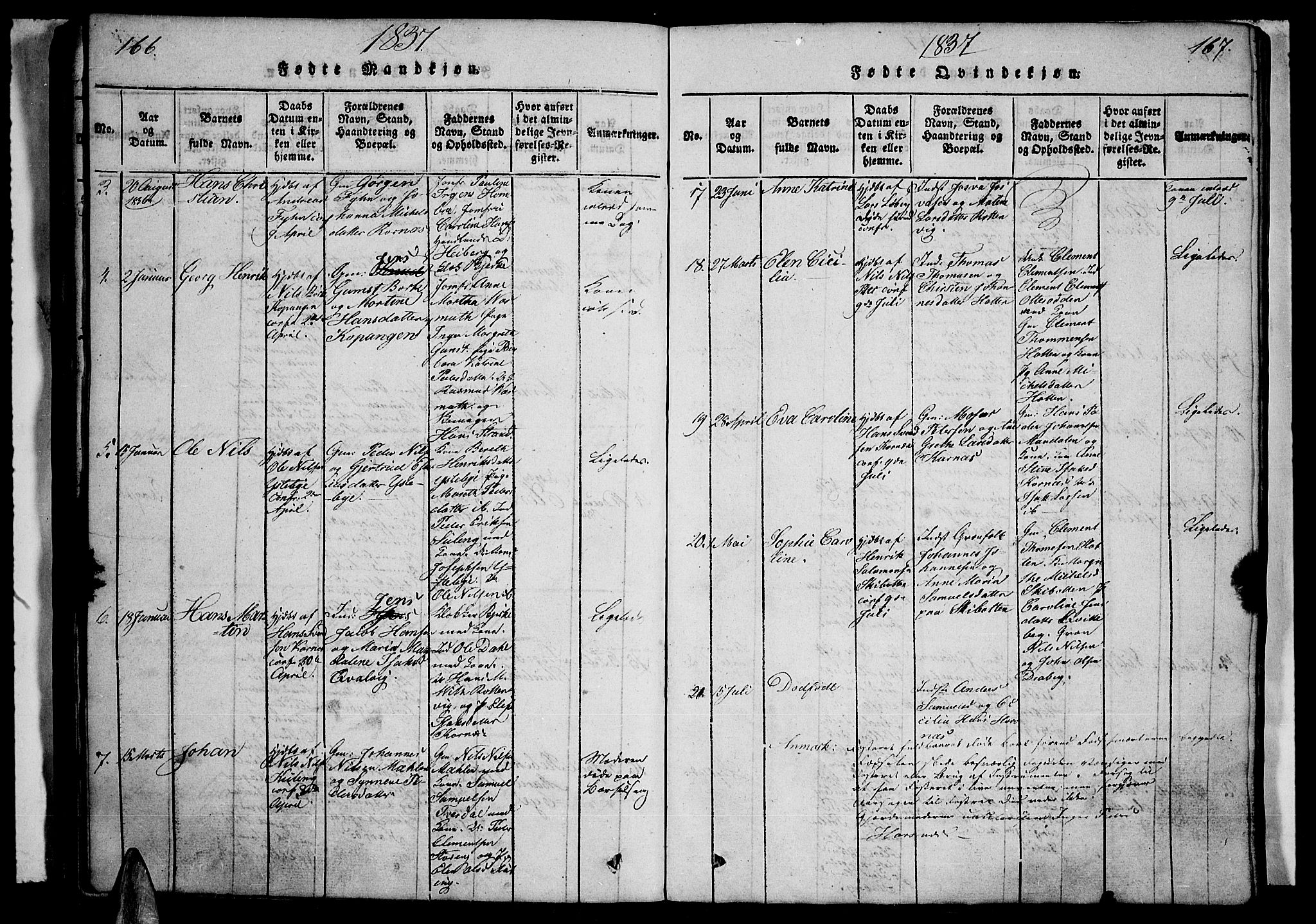 Lyngen sokneprestembete, AV/SATØ-S-1289/H/He/Heb/L0001klokker: Parish register (copy) no. 1, 1826-1838, p. 166-167