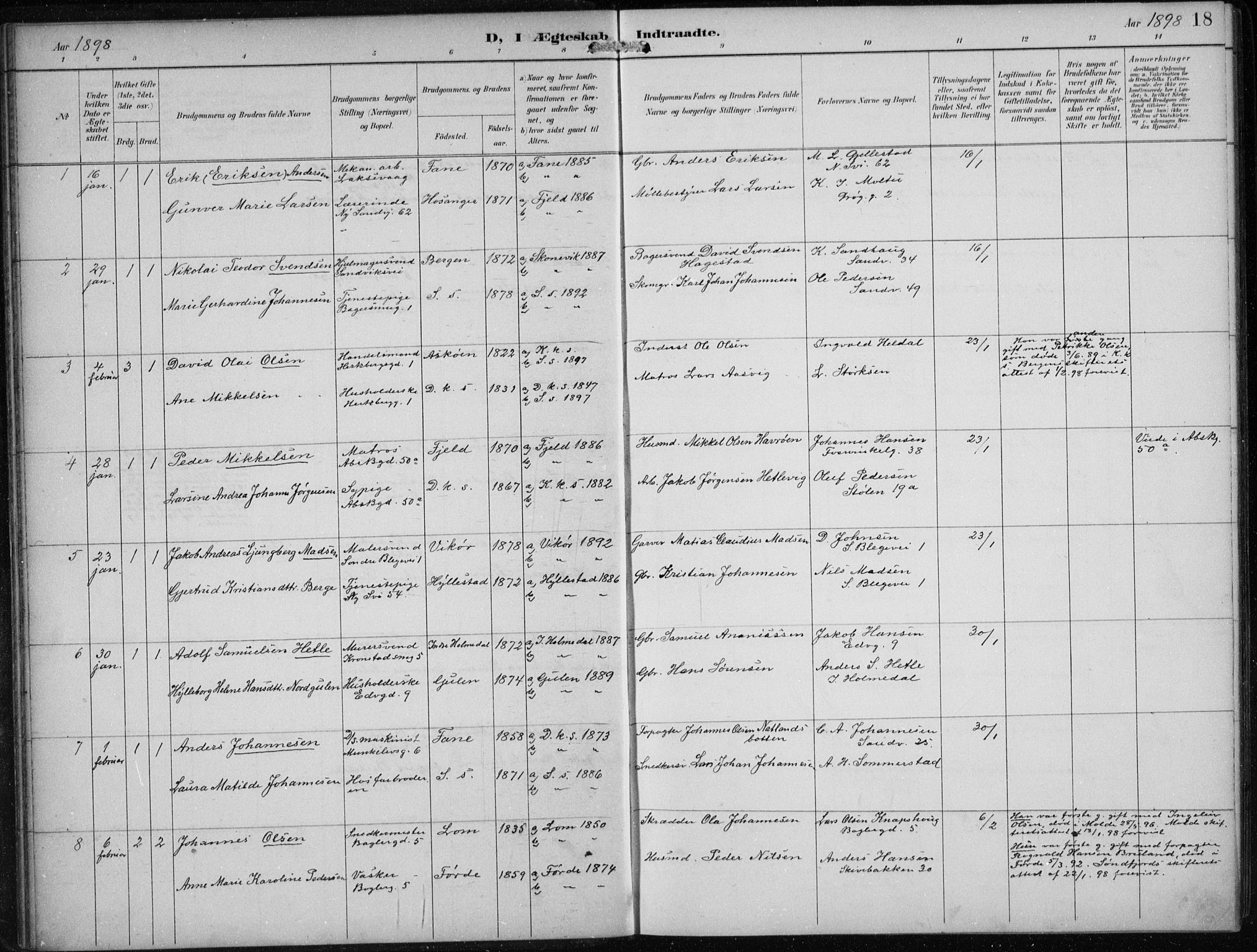 Sandviken Sokneprestembete, SAB/A-77601/H/Ha/L0014: Parish register (official) no. D 1, 1896-1911, p. 18
