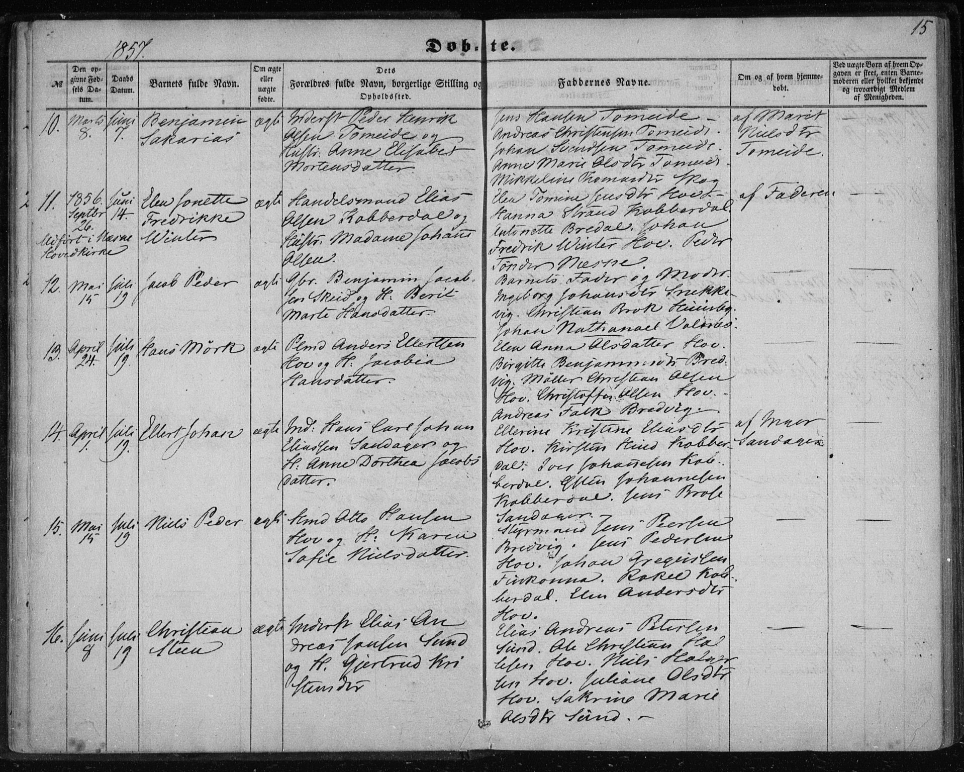 Ministerialprotokoller, klokkerbøker og fødselsregistre - Nordland, AV/SAT-A-1459/835/L0523: Parish register (official) no. 835A01, 1855-1865, p. 15