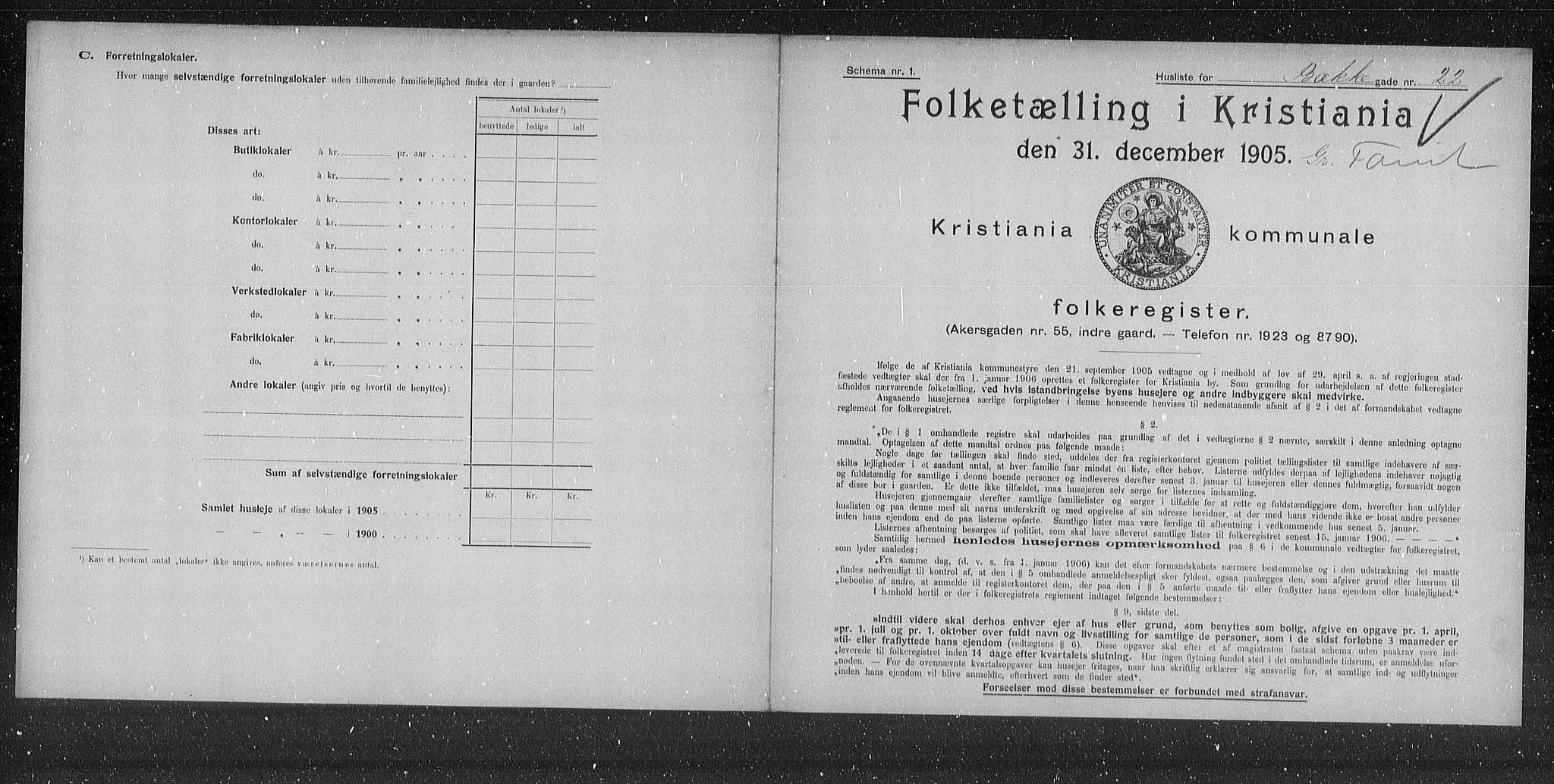 OBA, Municipal Census 1905 for Kristiania, 1905, p. 5778