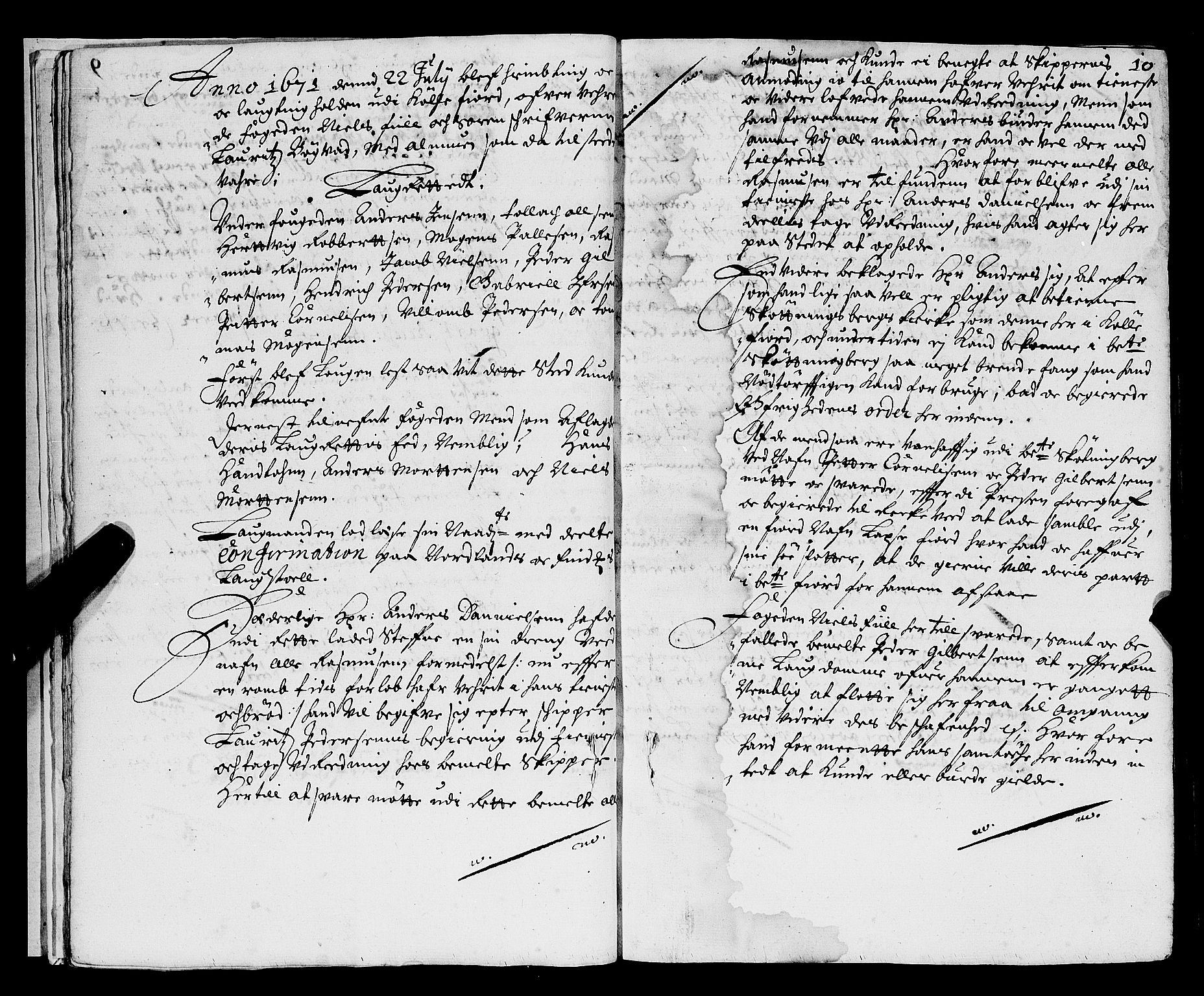 Nordland og Finnmarks lagstol, AV/SAT-A-5608/X/L0003: Justisprotokoll, 1671-1683, p. 9b-10a