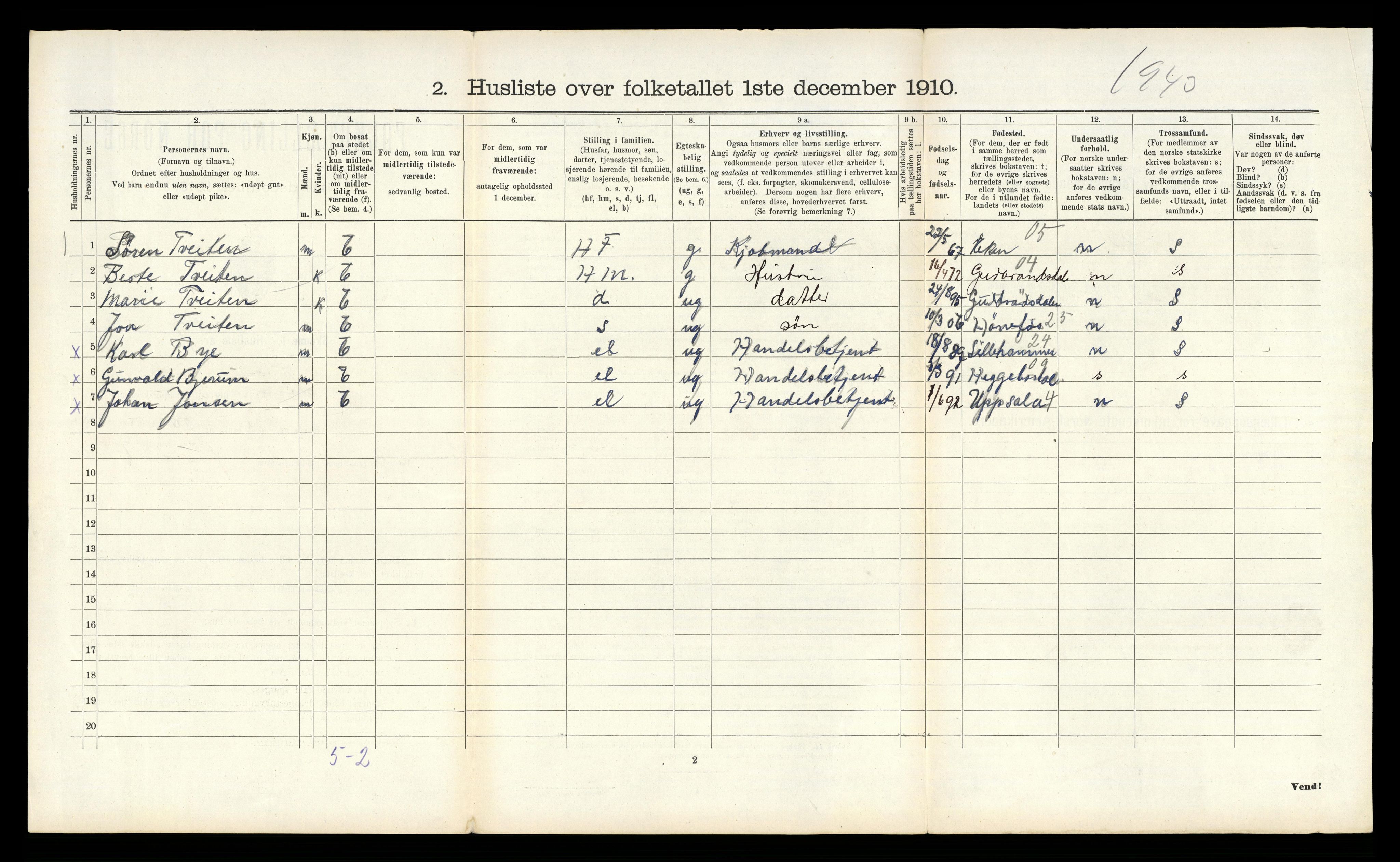 RA, 1910 census for Tinn, 1910, p. 1084