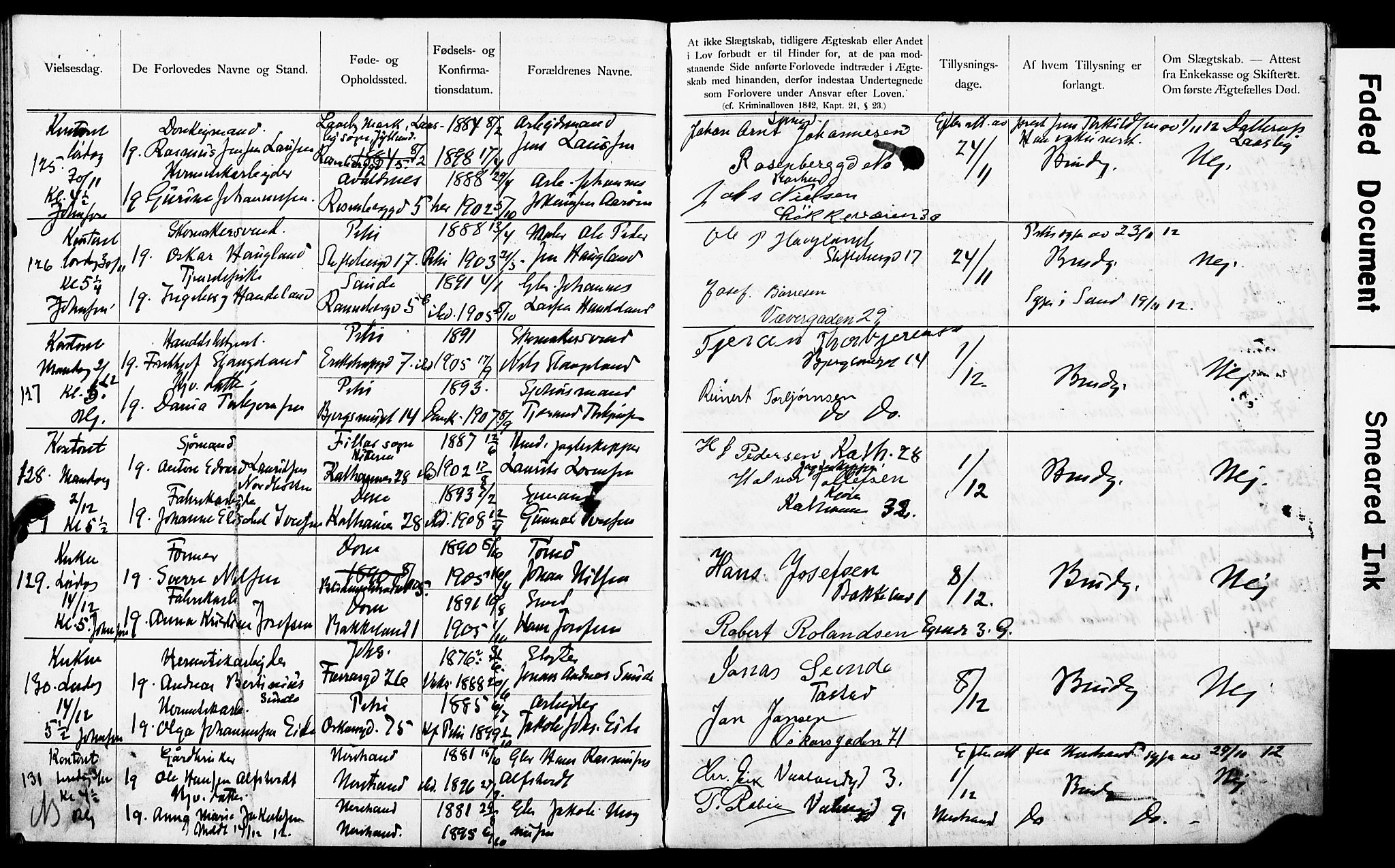 Domkirken sokneprestkontor, AV/SAST-A-101812/001/70/705BA/L0005: Banns register no. 5, 1904-1914