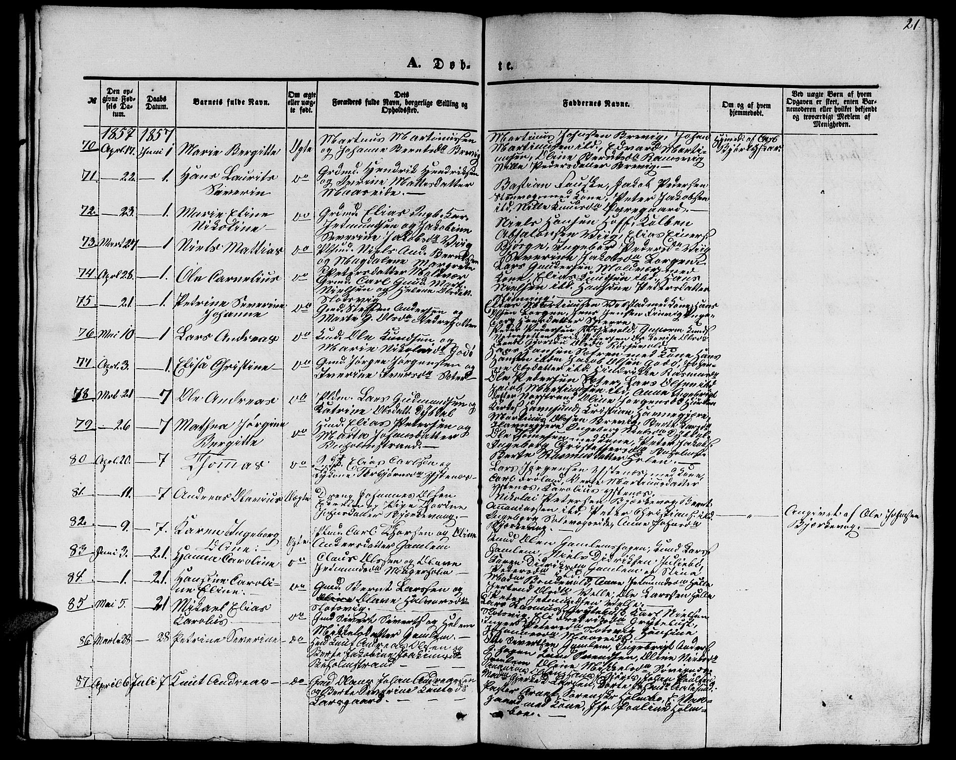 Ministerialprotokoller, klokkerbøker og fødselsregistre - Møre og Romsdal, AV/SAT-A-1454/528/L0427: Parish register (copy) no. 528C08, 1855-1864, p. 21