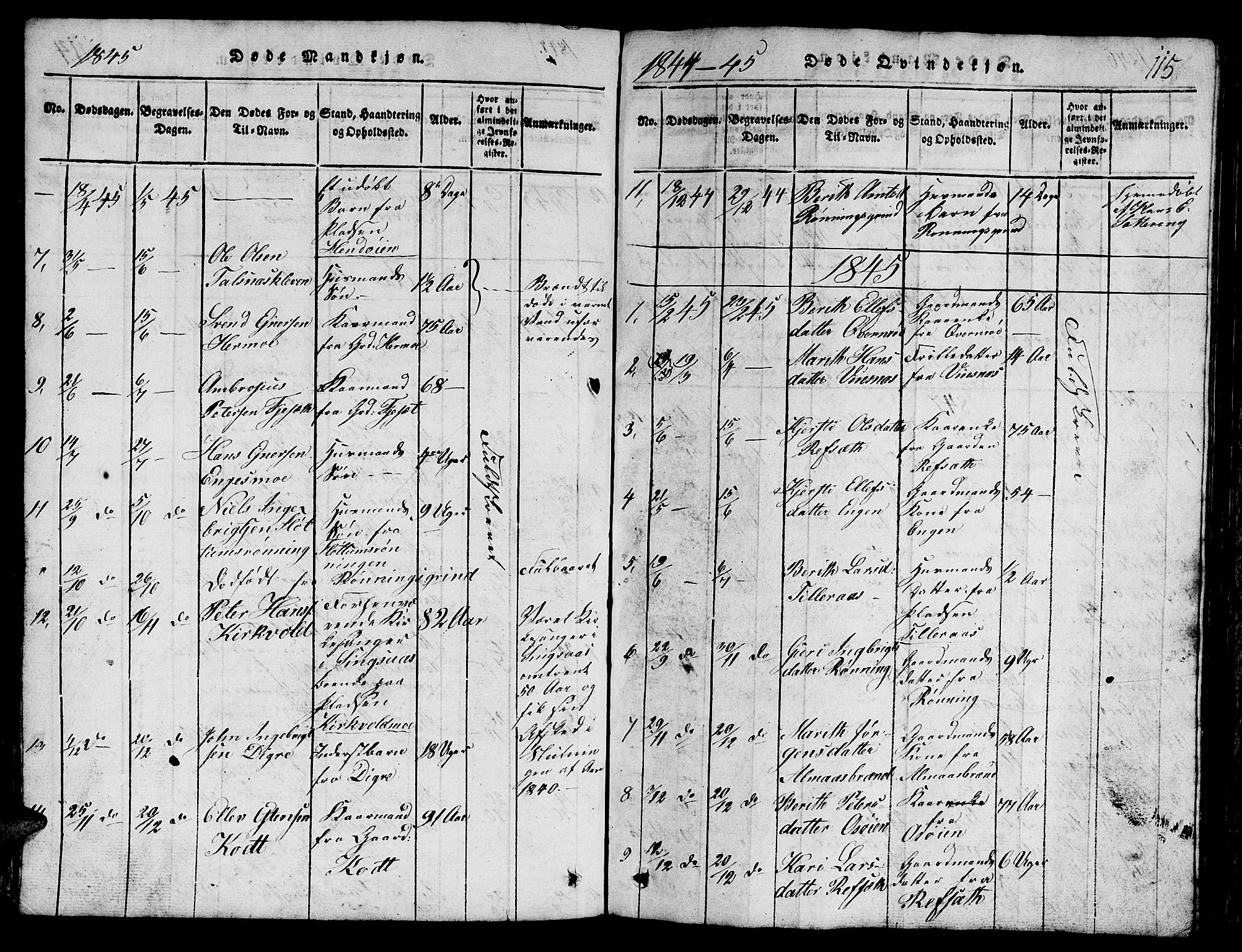 Ministerialprotokoller, klokkerbøker og fødselsregistre - Sør-Trøndelag, SAT/A-1456/688/L1026: Parish register (copy) no. 688C01, 1817-1860, p. 115