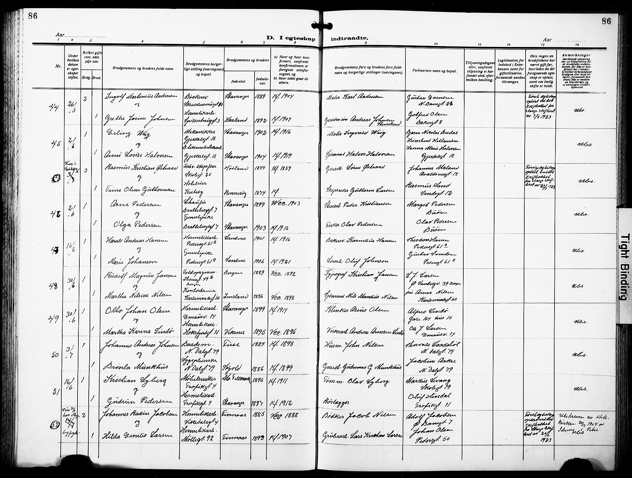 St. Johannes sokneprestkontor, AV/SAST-A-101814/001/30/30BB/L0007: Parish register (copy) no. B 7, 1917-1932, p. 86