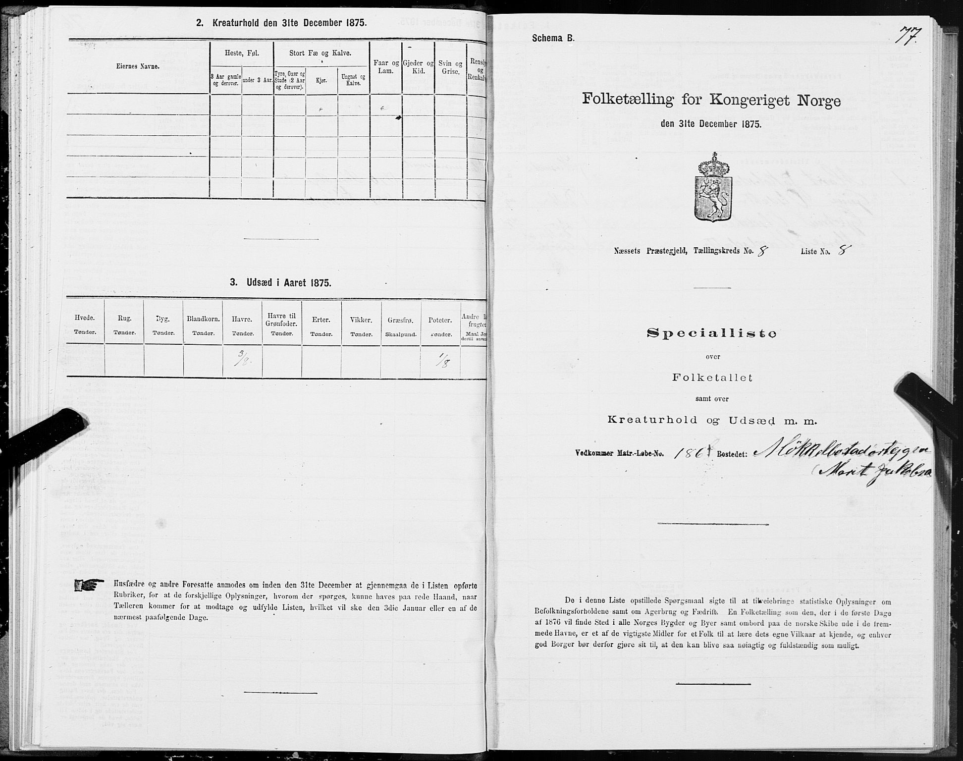 SAT, 1875 census for 1543P Nesset, 1875, p. 4077