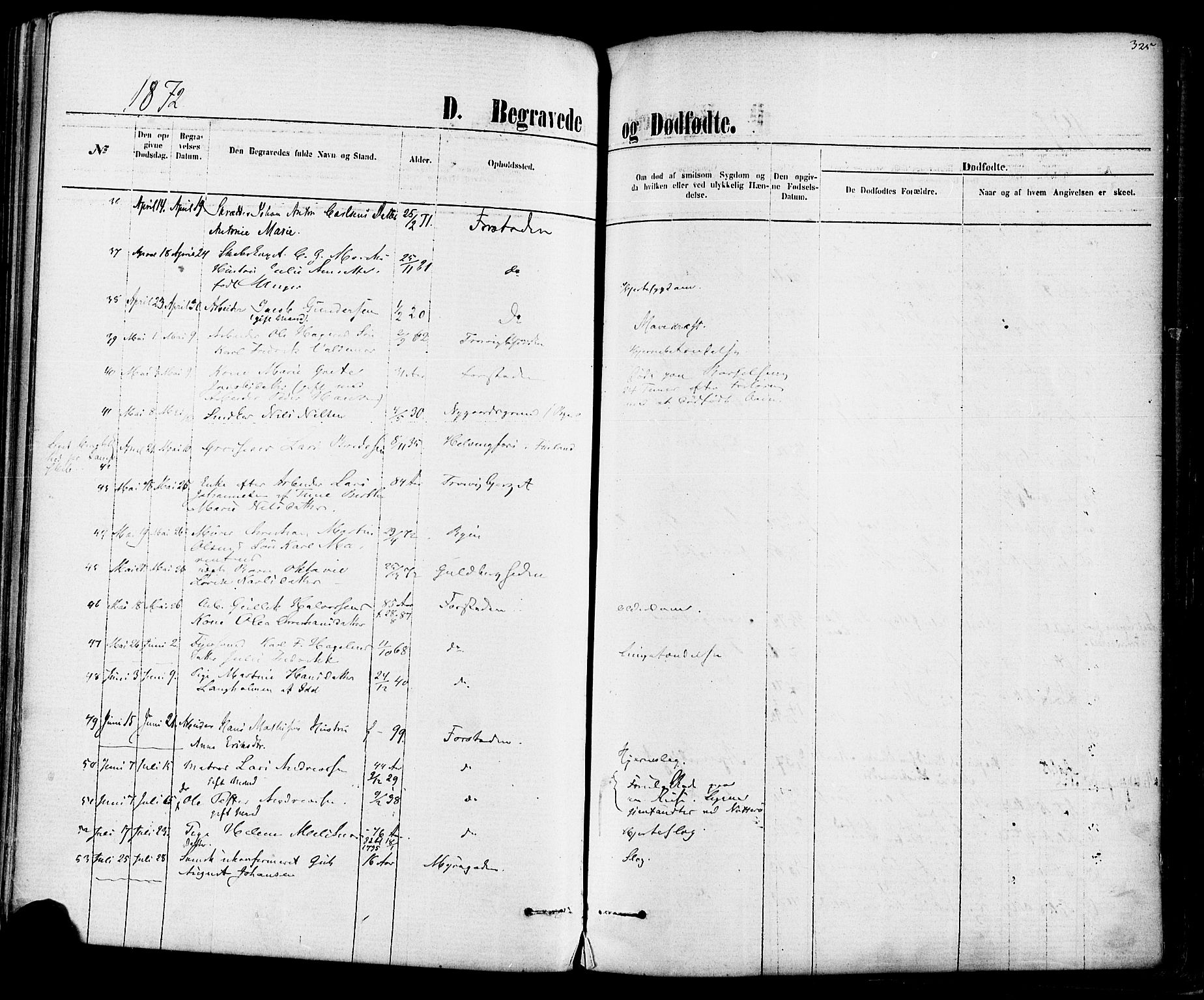 Fredrikstad domkirkes prestekontor Kirkebøker, AV/SAO-A-10906/F/Fa/L0001: Parish register (official) no. 1, 1871-1878, p. 325