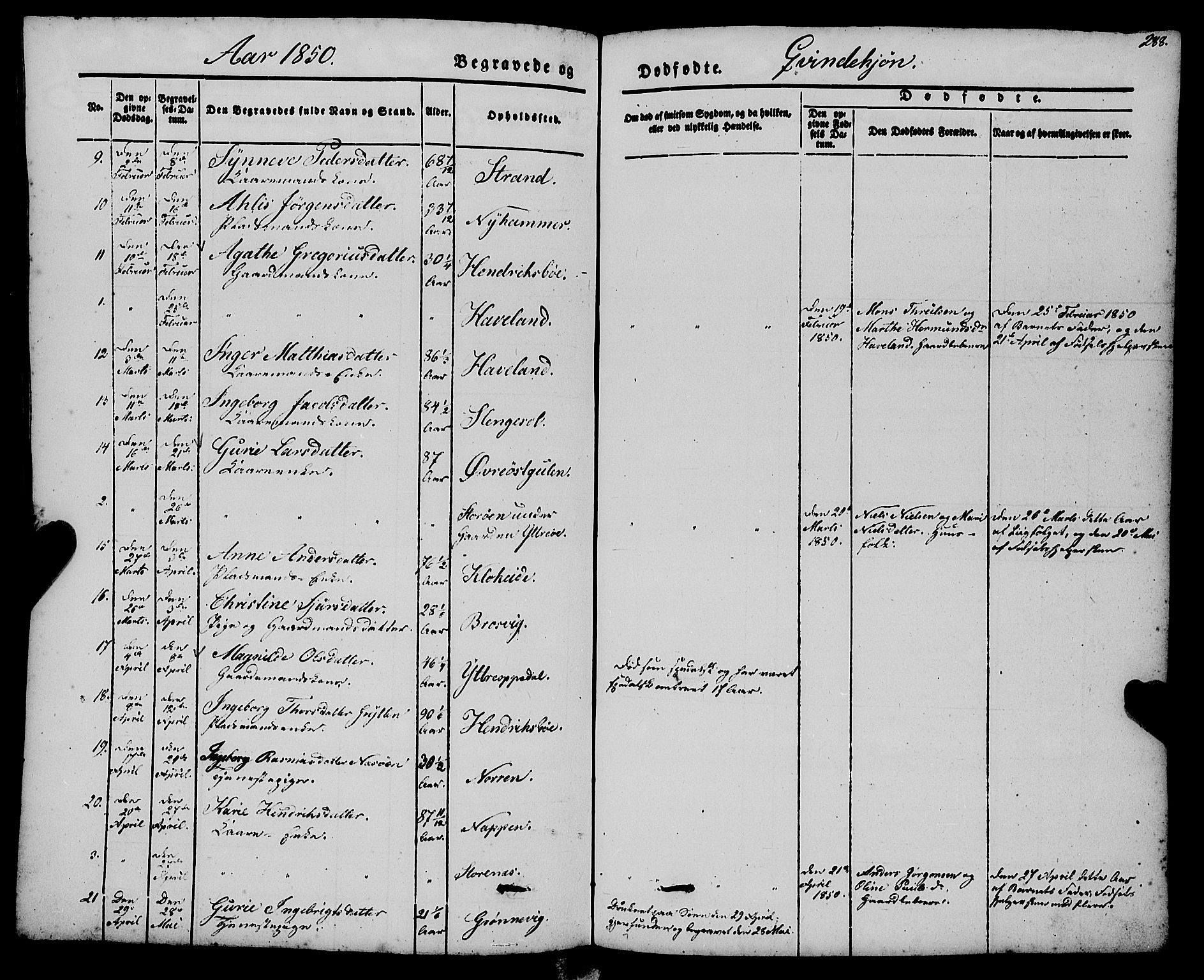 Gulen sokneprestembete, AV/SAB-A-80201/H/Haa/Haaa/L0021: Parish register (official) no. A 21, 1848-1858, p. 288