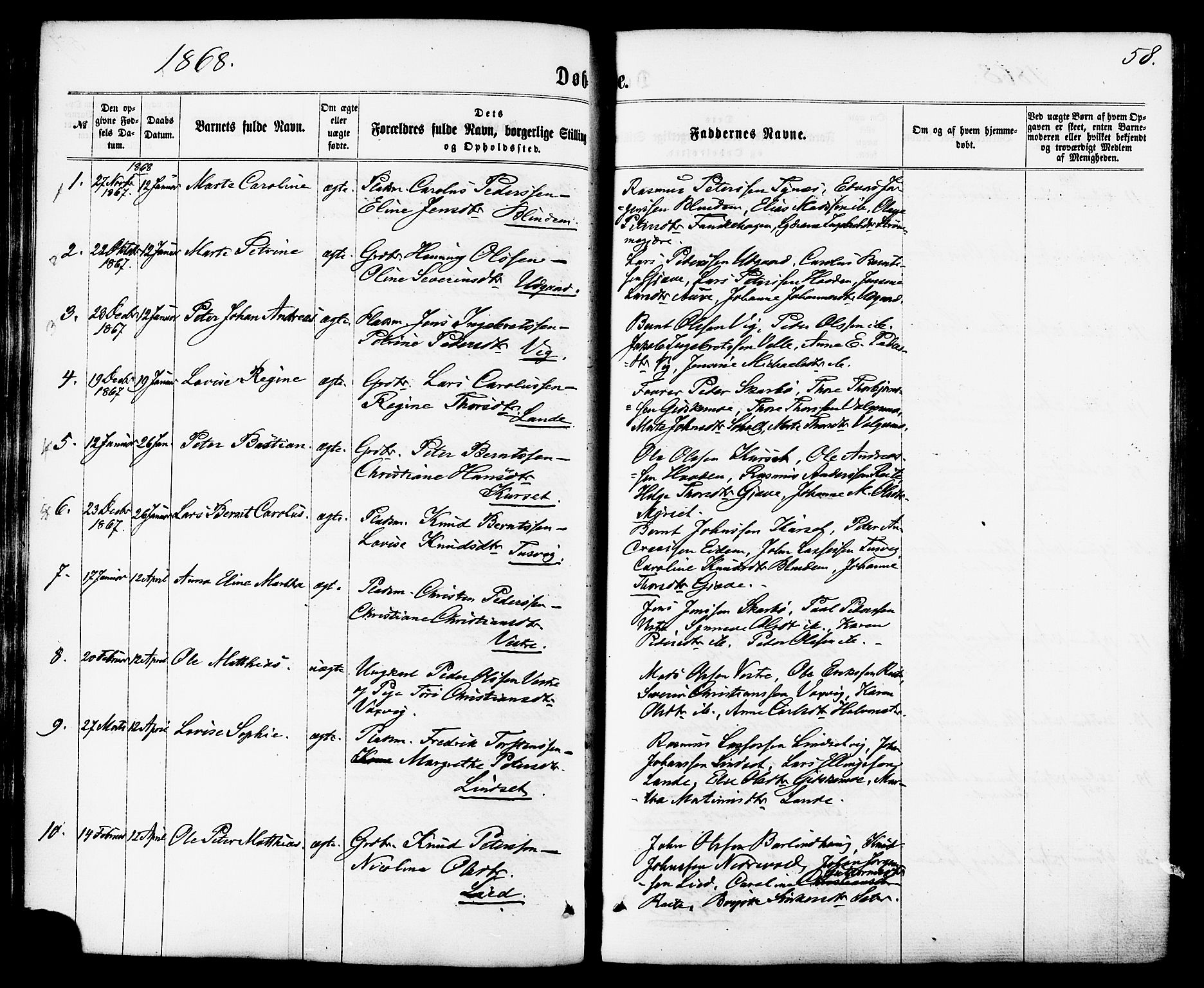 Ministerialprotokoller, klokkerbøker og fødselsregistre - Møre og Romsdal, SAT/A-1454/522/L0314: Parish register (official) no. 522A09, 1863-1877, p. 58