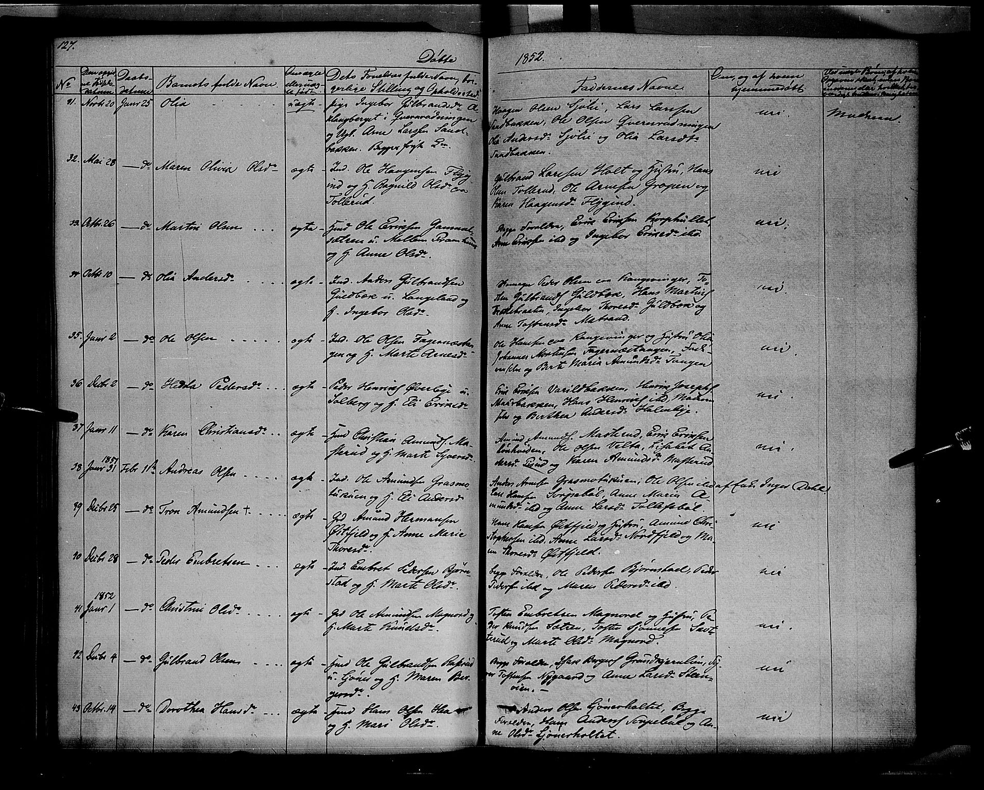 Vinger prestekontor, AV/SAH-PREST-024/H/Ha/Haa/L0009: Parish register (official) no. 9, 1847-1855, p. 127