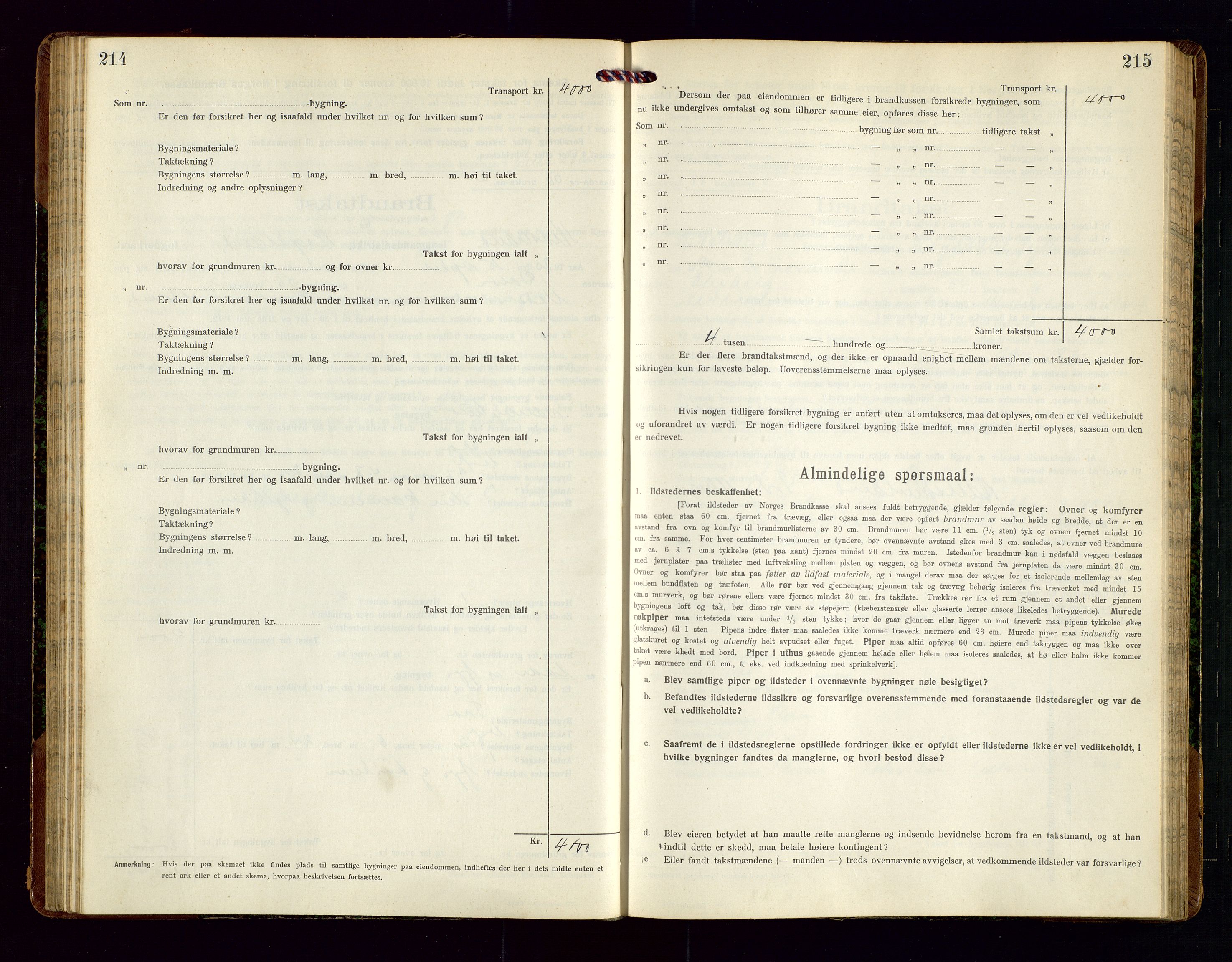Nedstrand lensmannskontor, SAST/A-100236/Gob/L0002: "Brandtakstprotokol for Nerstrand lensmandsdistrikt Rogaland Fylke", 1916-1949, p. 214-215