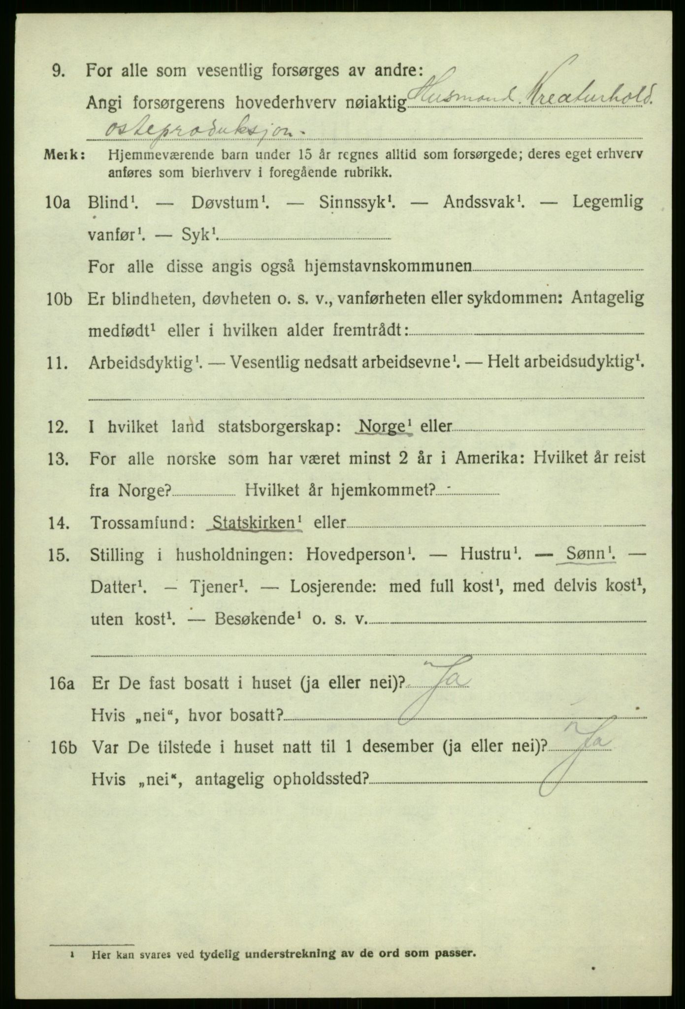 SAB, 1920 census for Årdal, 1920, p. 2972