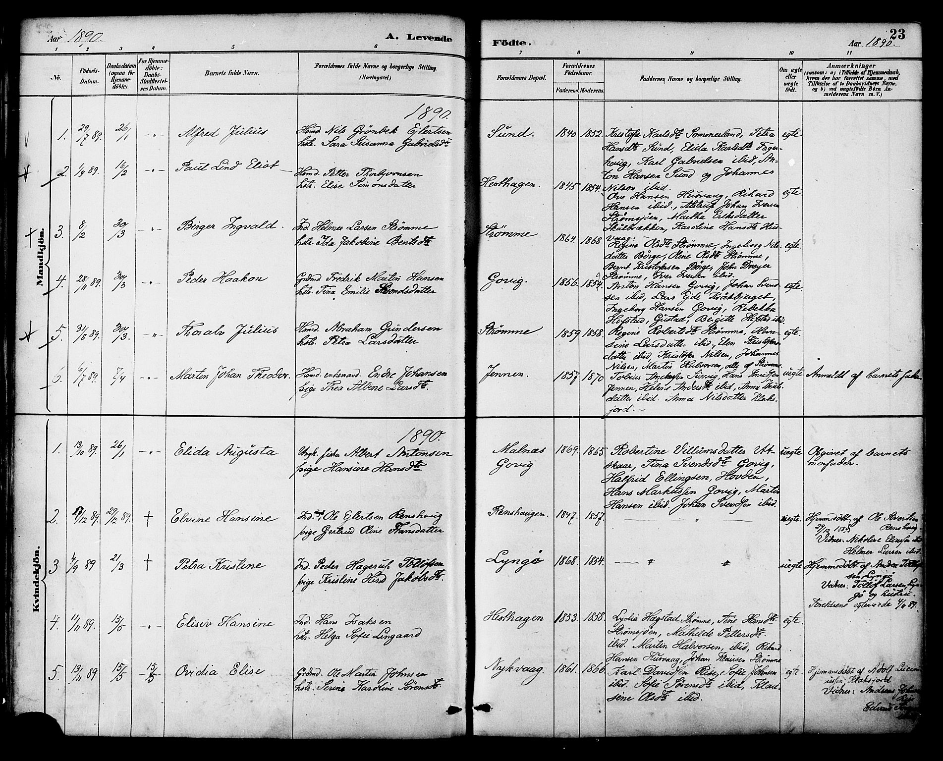 Ministerialprotokoller, klokkerbøker og fødselsregistre - Nordland, AV/SAT-A-1459/892/L1320: Parish register (official) no. 892A01, 1886-1901, p. 23