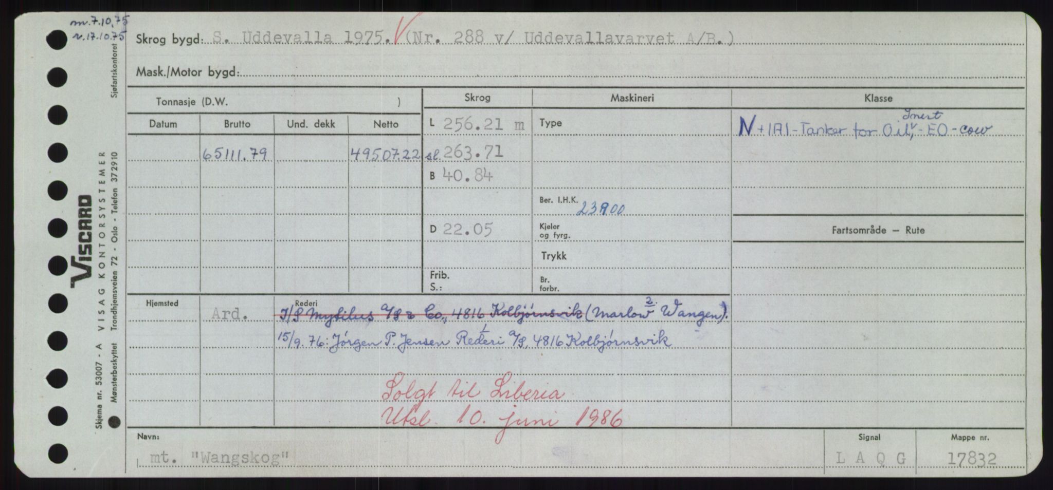 Sjøfartsdirektoratet med forløpere, Skipsmålingen, RA/S-1627/H/Hd/L0042: Fartøy, Vi-We, p. 249