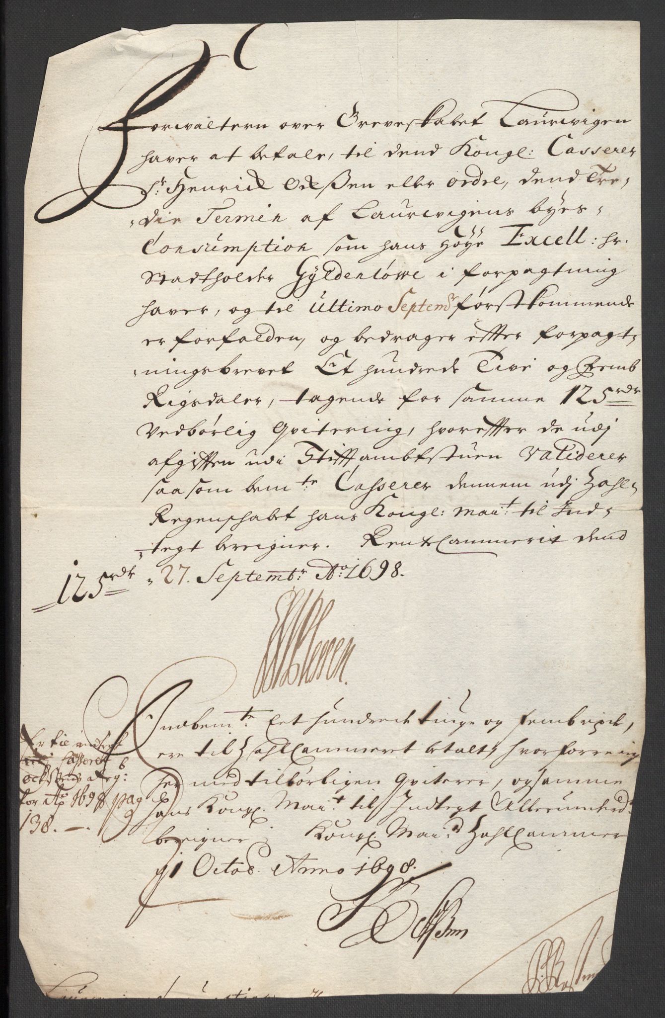 Rentekammeret inntil 1814, Reviderte regnskaper, Fogderegnskap, AV/RA-EA-4092/R33/L1976: Fogderegnskap Larvik grevskap, 1698-1701, p. 87