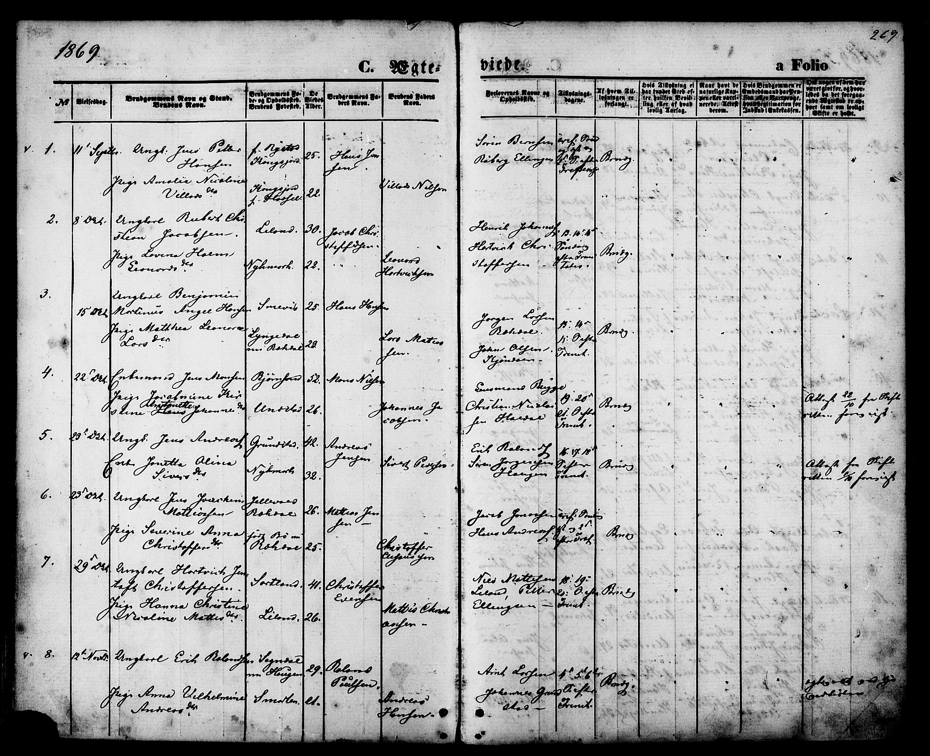 Ministerialprotokoller, klokkerbøker og fødselsregistre - Nordland, SAT/A-1459/880/L1132: Parish register (official) no. 880A06, 1869-1887, p. 269