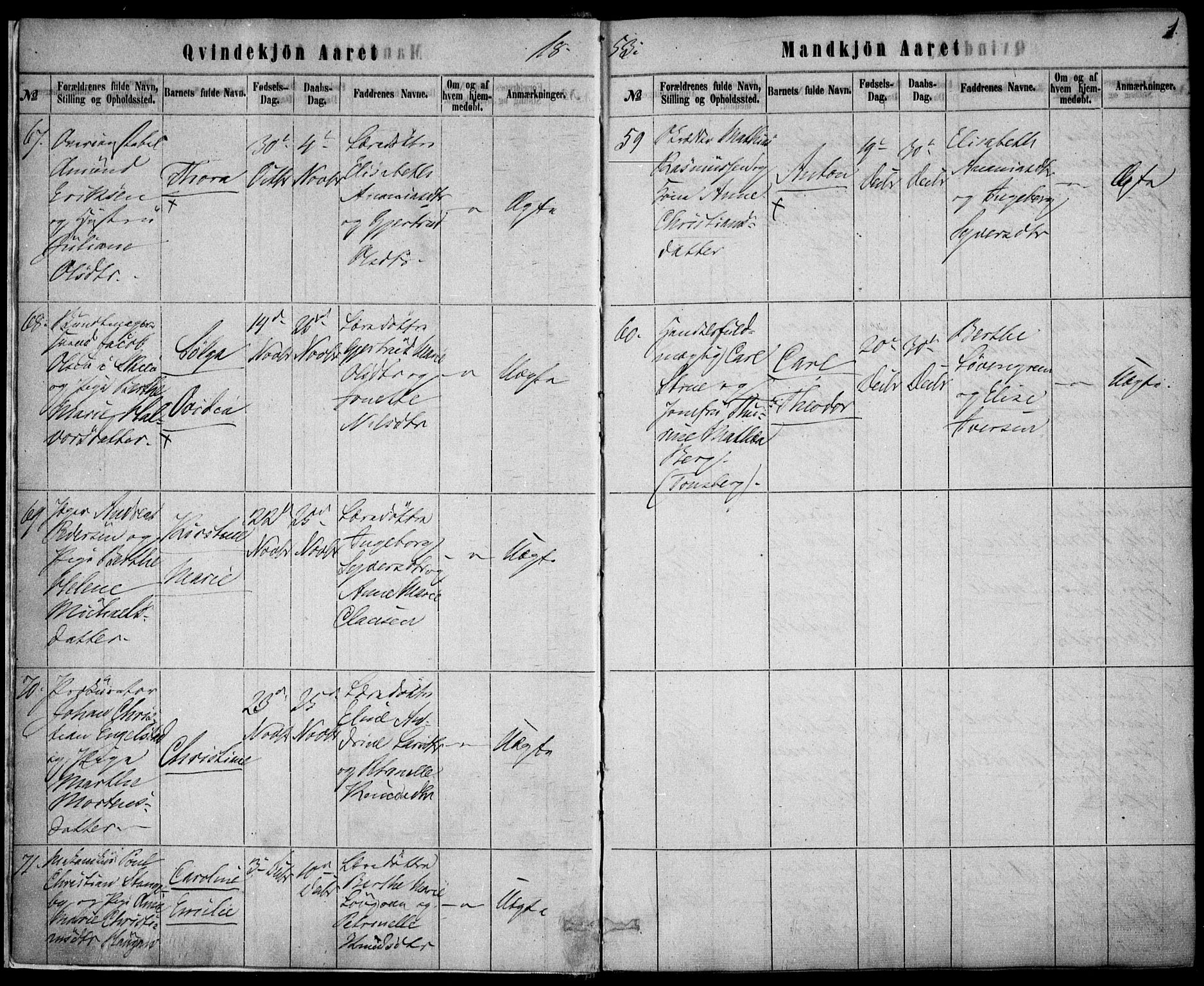Rikshospitalet prestekontor Kirkebøker, SAO/A-10309b/F/L0004: Parish register (official) no. 4, 1853-1870, p. 1