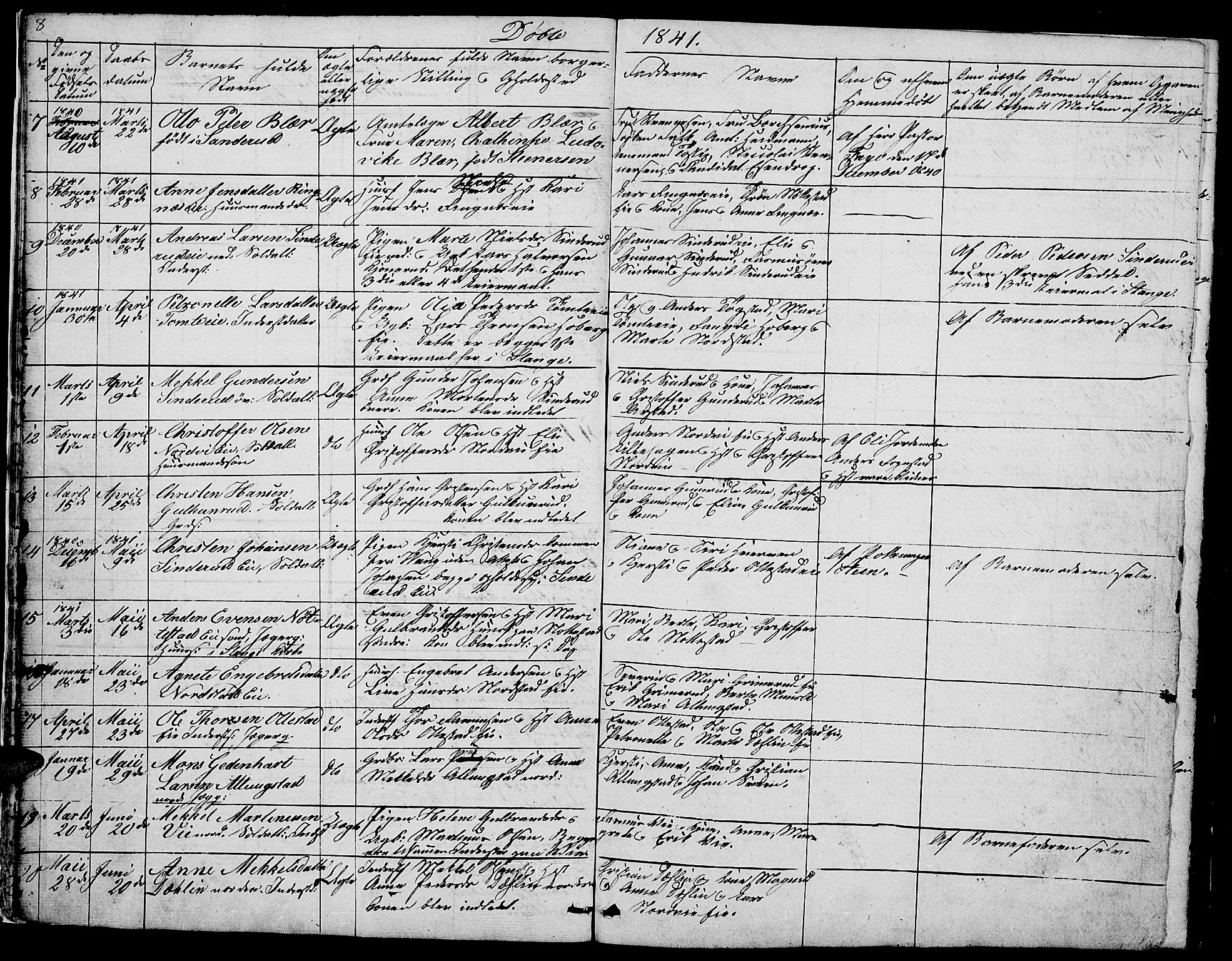 Stange prestekontor, AV/SAH-PREST-002/L/L0002: Parish register (copy) no. 2, 1838-1879, p. 8