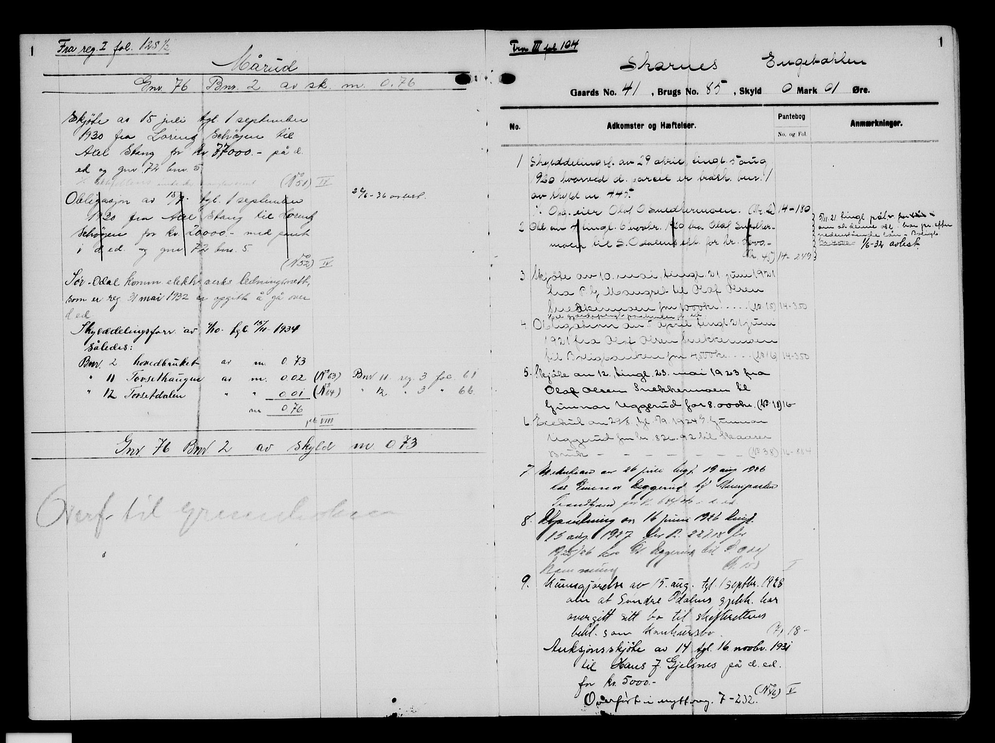 Vinger og Odal sorenskriveri, AV/SAH-TING-022/H/Ha/Hab/Haba/L0006: Mortgage register no. 2.4, 1920, p. 1