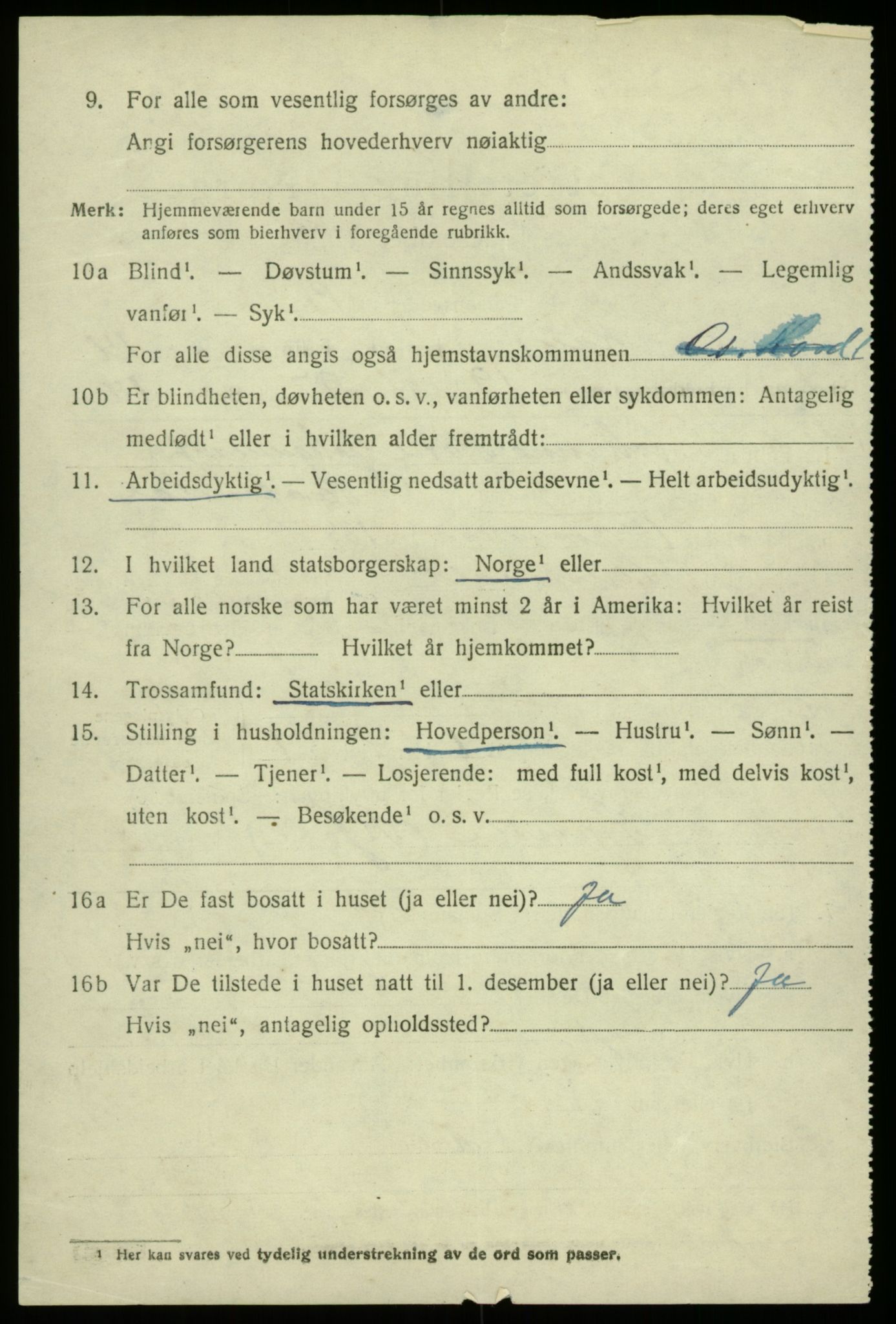 SAB, 1920 census for Haus, 1920, p. 9187