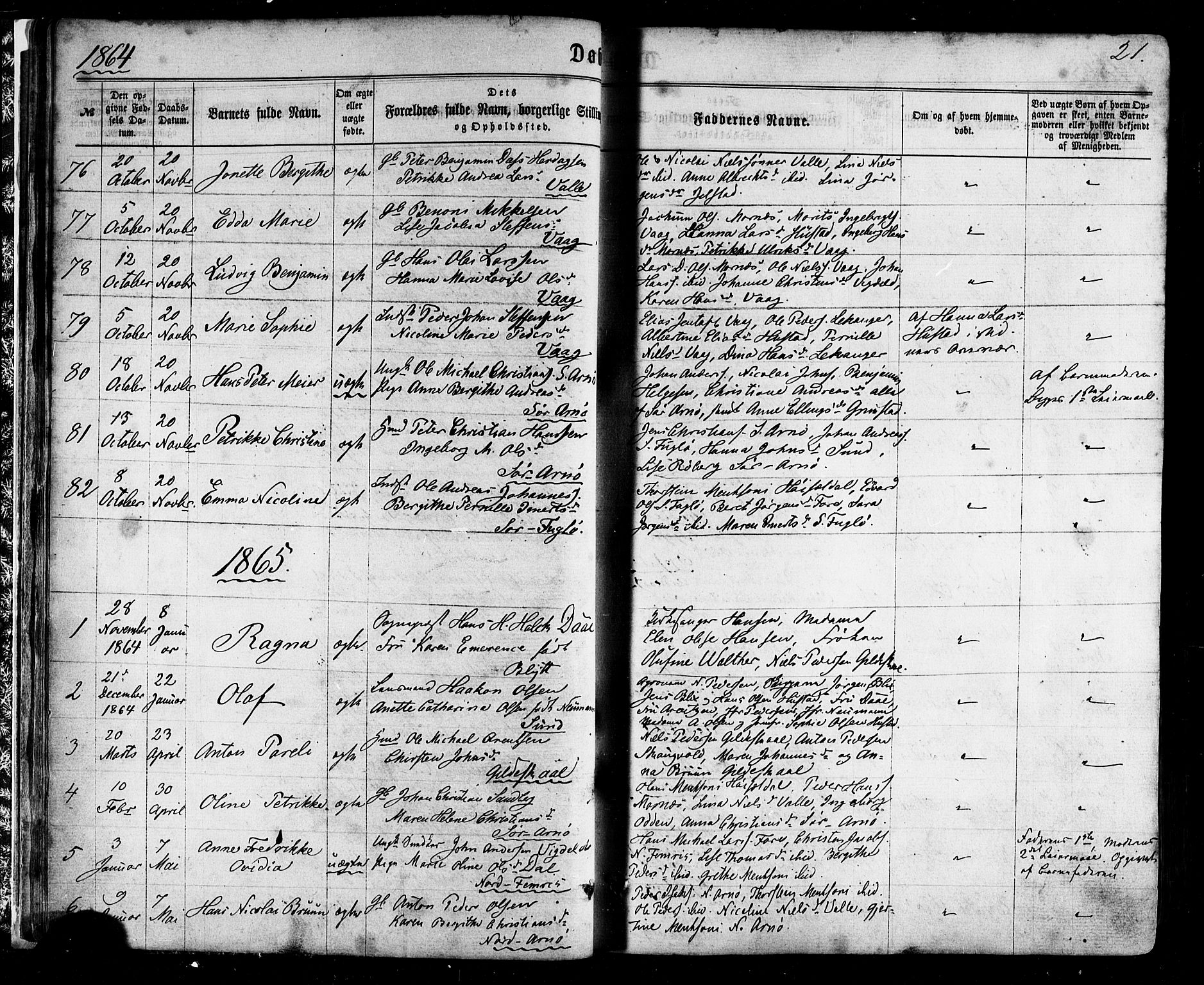 Ministerialprotokoller, klokkerbøker og fødselsregistre - Nordland, SAT/A-1459/805/L0098: Parish register (official) no. 805A05, 1862-1879, p. 21