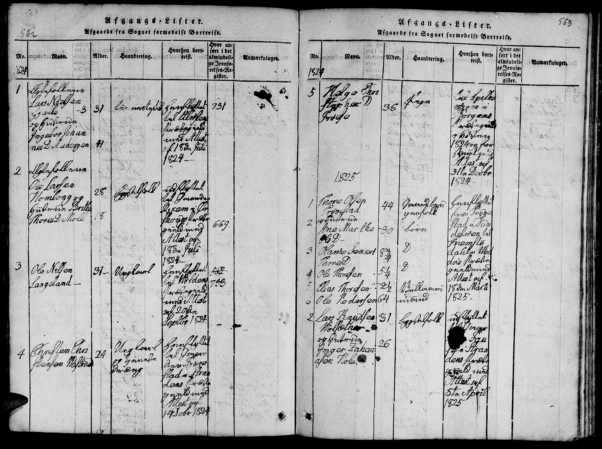 Ministerialprotokoller, klokkerbøker og fødselsregistre - Møre og Romsdal, SAT/A-1454/519/L0260: Parish register (copy) no. 519C01, 1817-1829, p. 562-563
