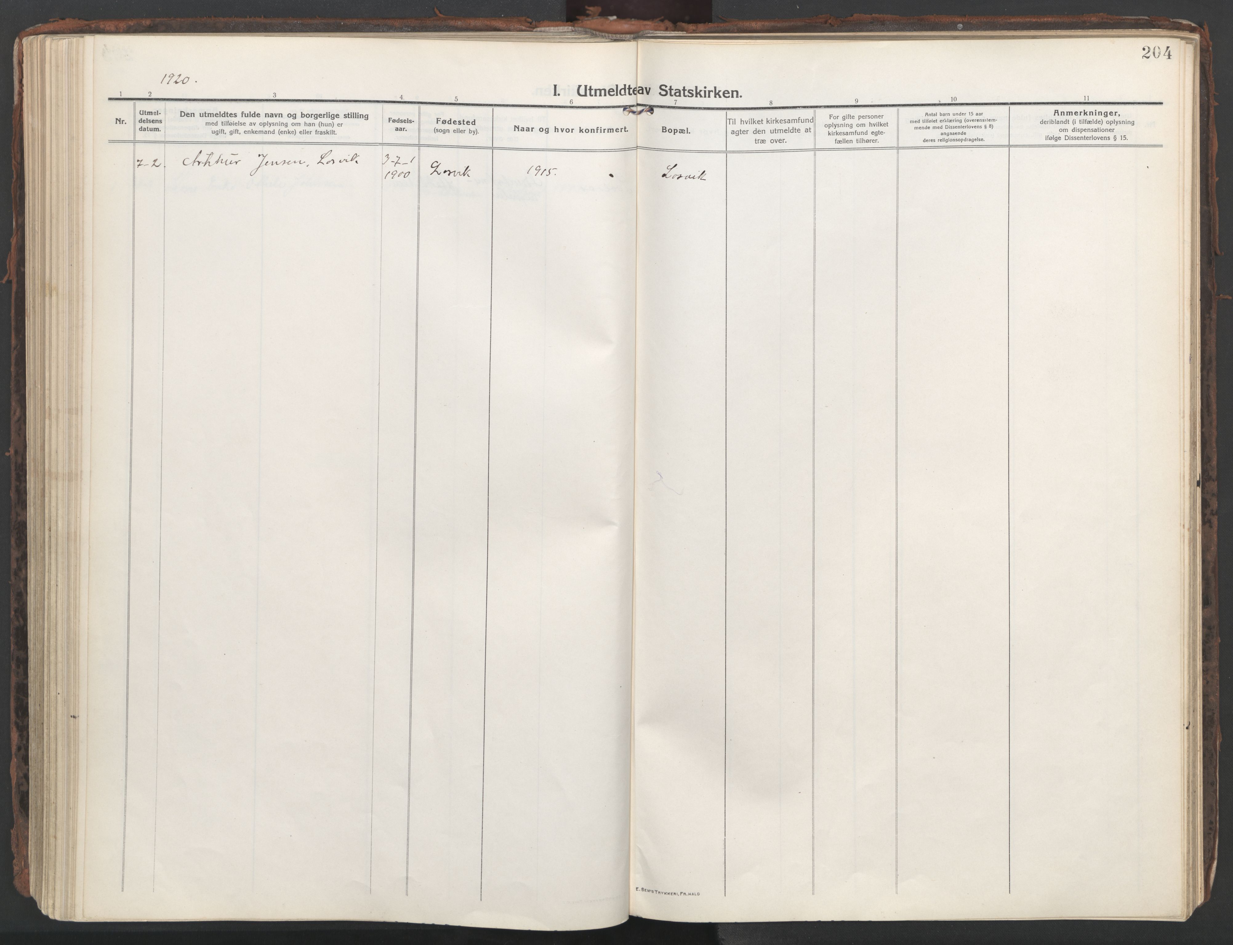 Ministerialprotokoller, klokkerbøker og fødselsregistre - Nordland, AV/SAT-A-1459/861/L0872: Parish register (official) no. 861A07, 1915-1924, p. 204