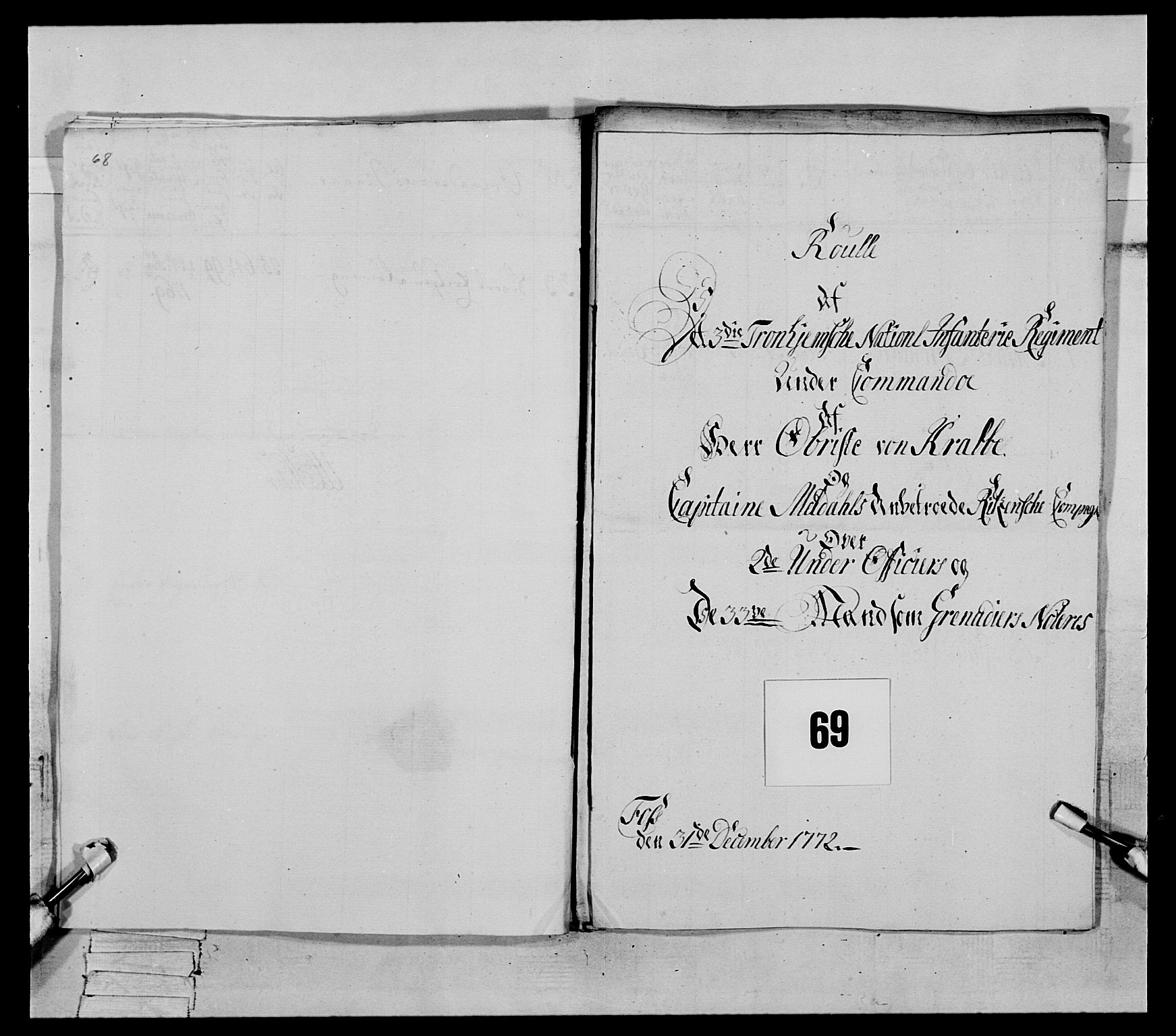 Generalitets- og kommissariatskollegiet, Det kongelige norske kommissariatskollegium, RA/EA-5420/E/Eh/L0084: 3. Trondheimske nasjonale infanteriregiment, 1769-1773, p. 310