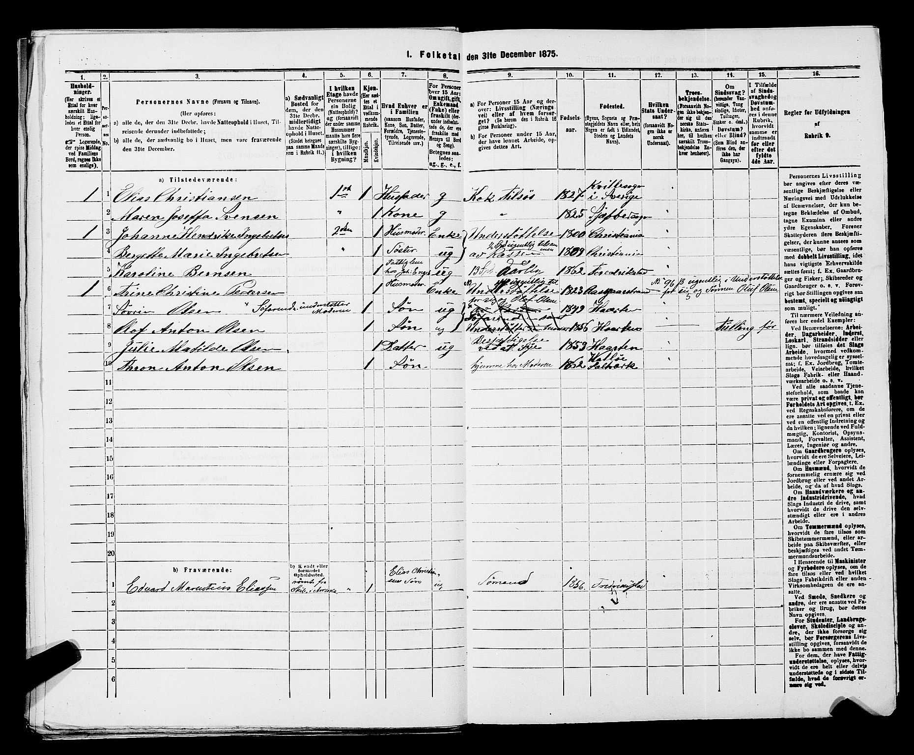 RA, 1875 census for 0103B Fredrikstad/Fredrikstad, 1875, p. 1529