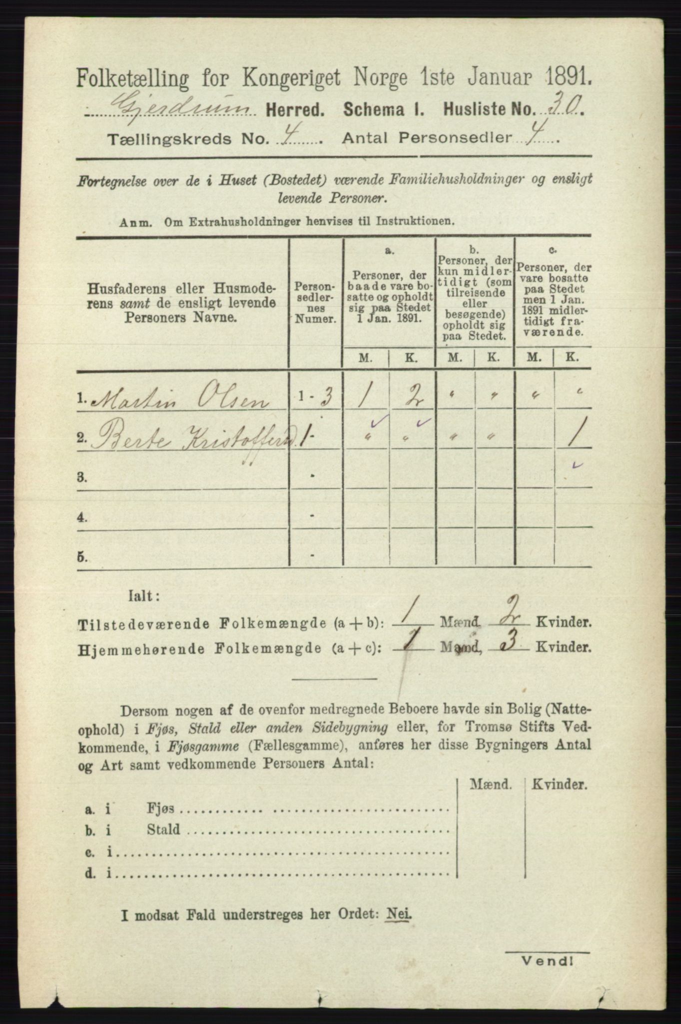 RA, 1891 census for 0234 Gjerdrum, 1891, p. 1779