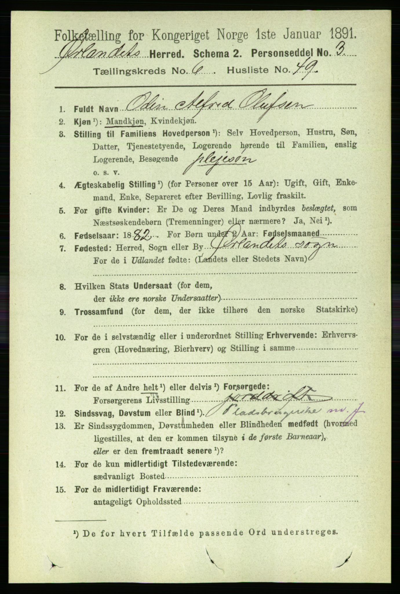 RA, 1891 census for 1621 Ørland, 1891, p. 2139