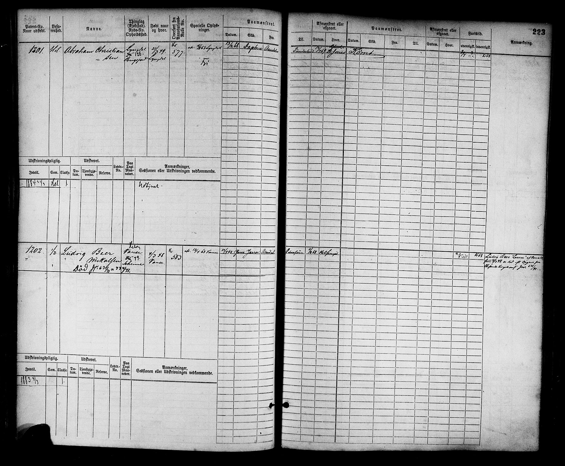 Farsund mønstringskrets, AV/SAK-2031-0017/F/Fb/L0002: Hovedrulle nr 759-1508, M-5, 1868-1900, p. 225