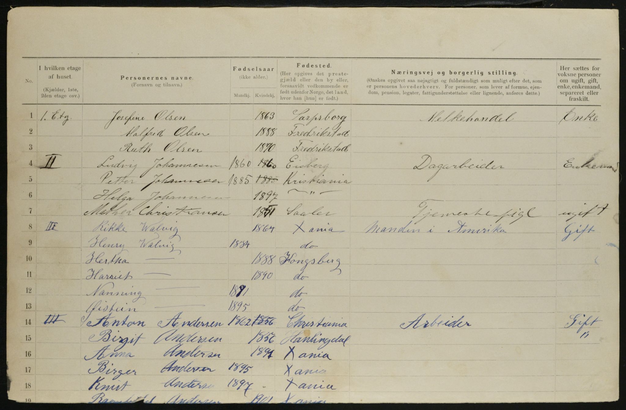 OBA, Municipal Census 1901 for Kristiania, 1901, p. 372