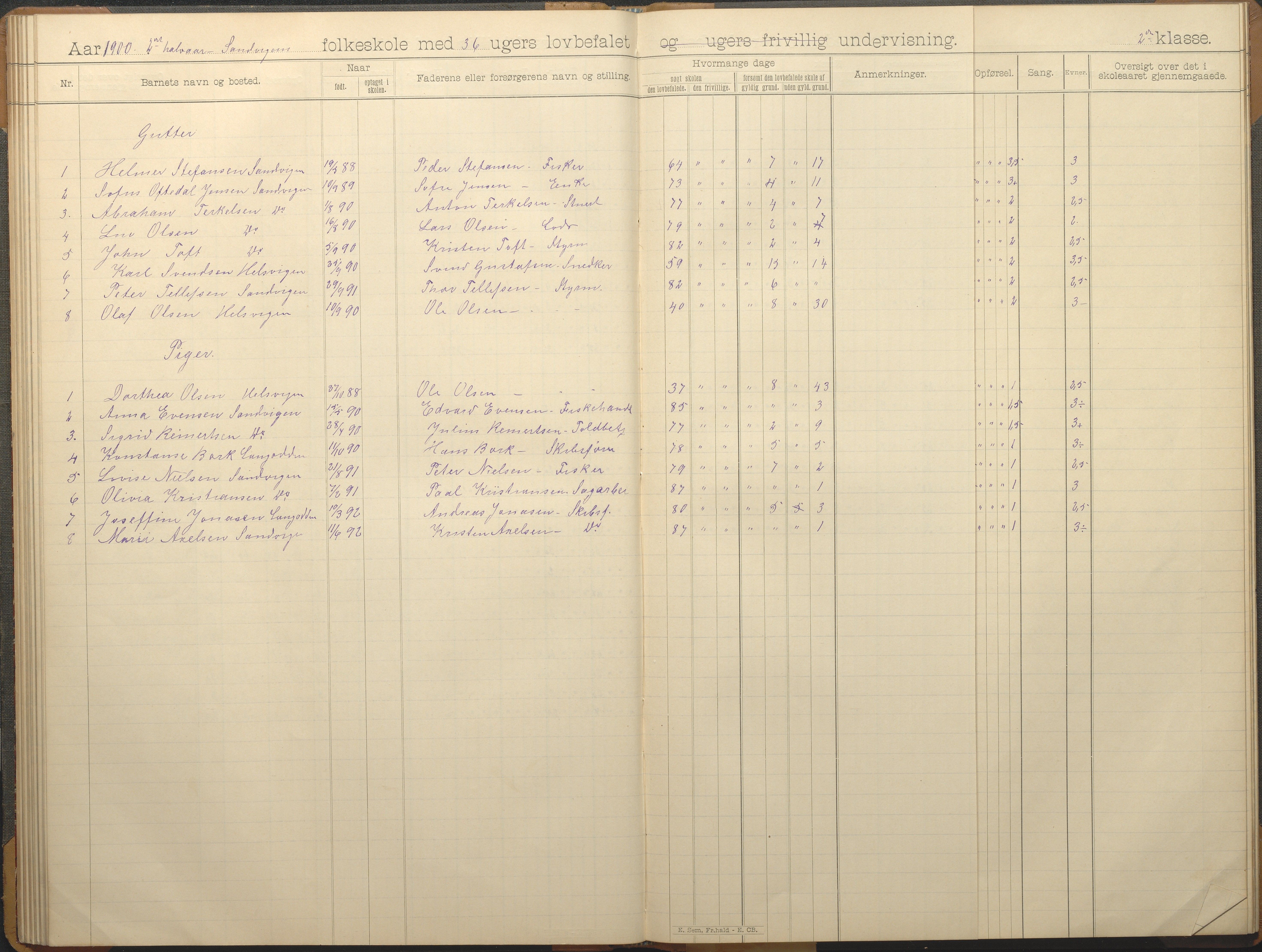 Hisøy kommune frem til 1991, AAKS/KA0922-PK/33/L0006: Skoleprotokoll, 1892-1902