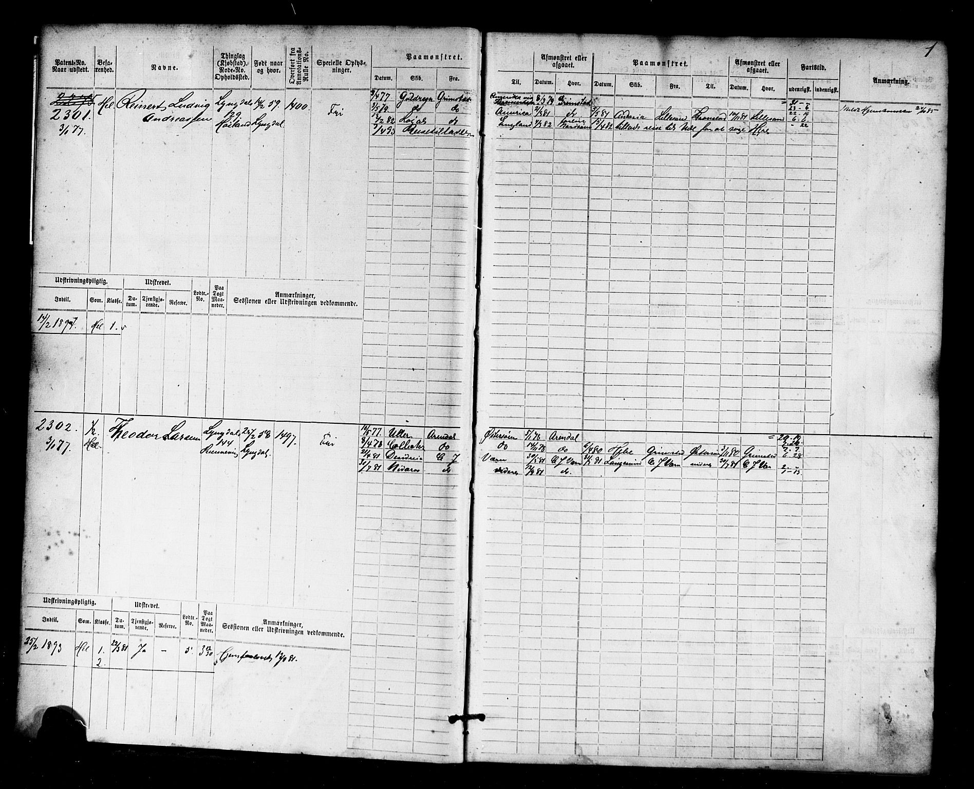 Farsund mønstringskrets, SAK/2031-0017/F/Fb/L0018: Hovedrulle nr 2301-3066, Z-10, 1875-1914, p. 2