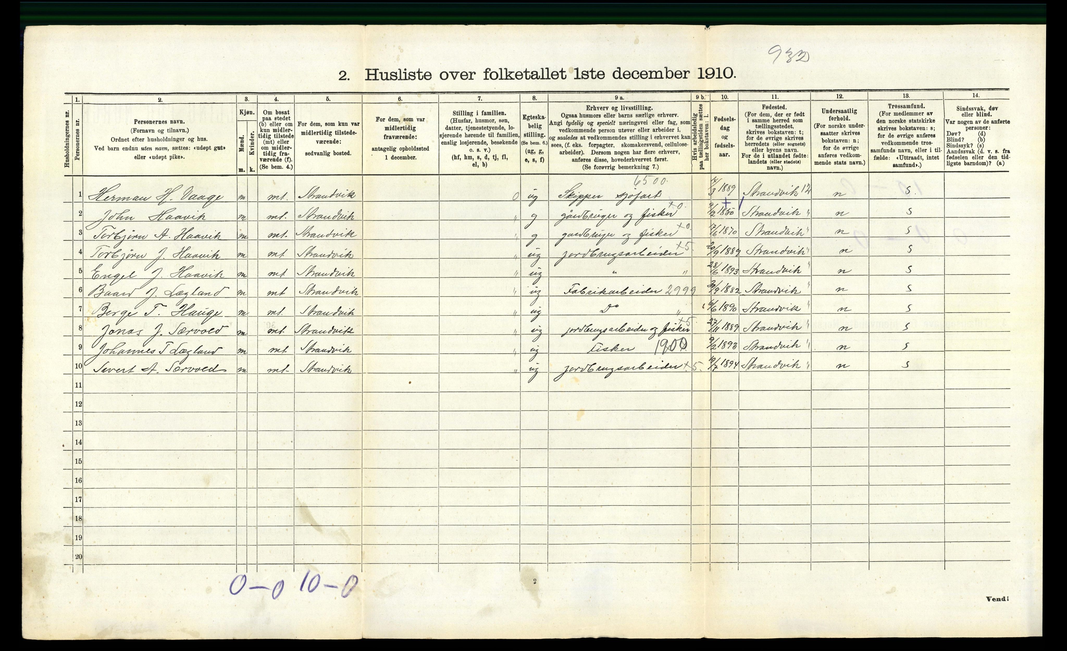 RA, 1910 census for Eidfjord, 1910, p. 226