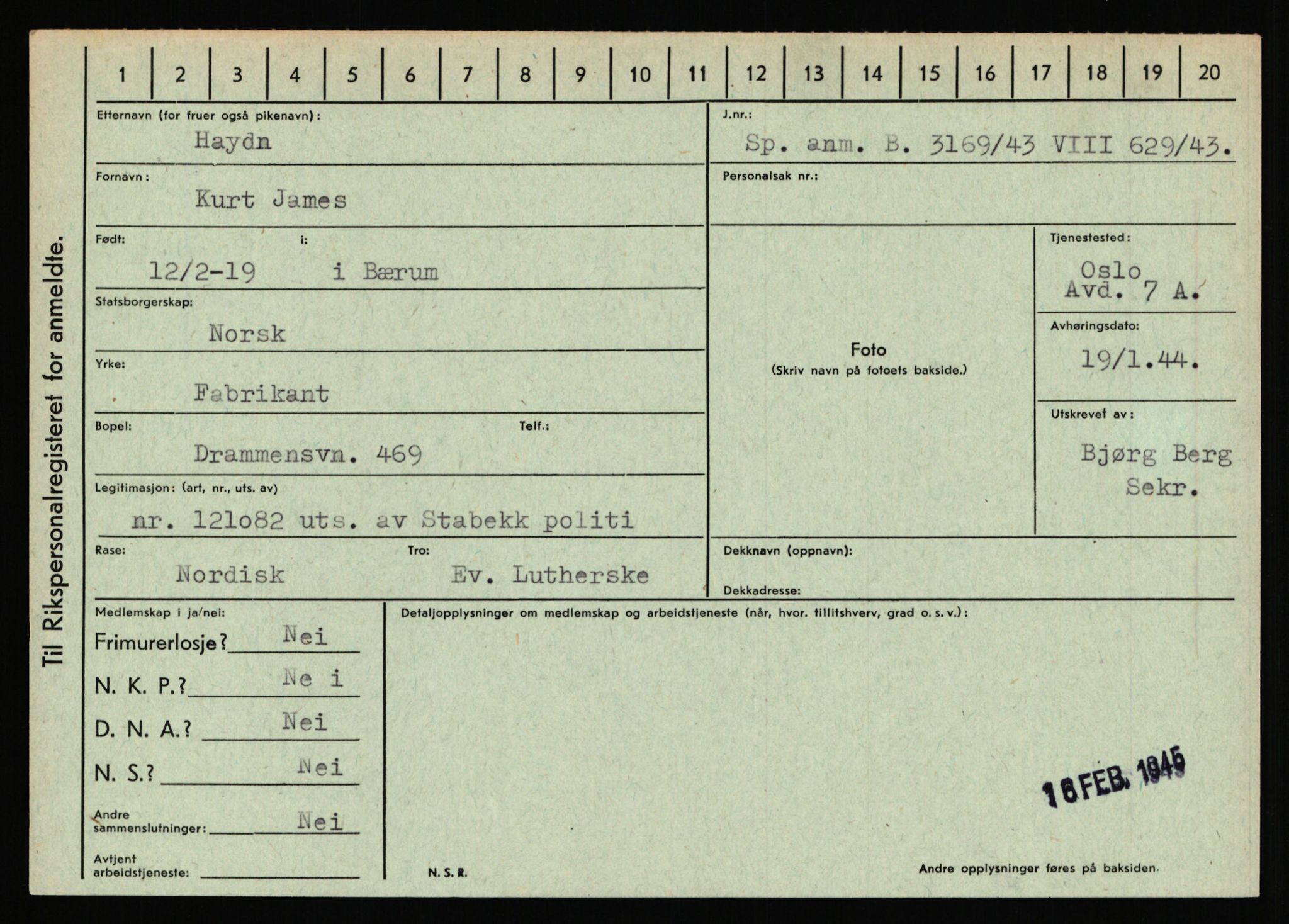 Statspolitiet - Hovedkontoret / Osloavdelingen, AV/RA-S-1329/C/Ca/L0006: Hanche - Hokstvedt, 1943-1945, p. 2836