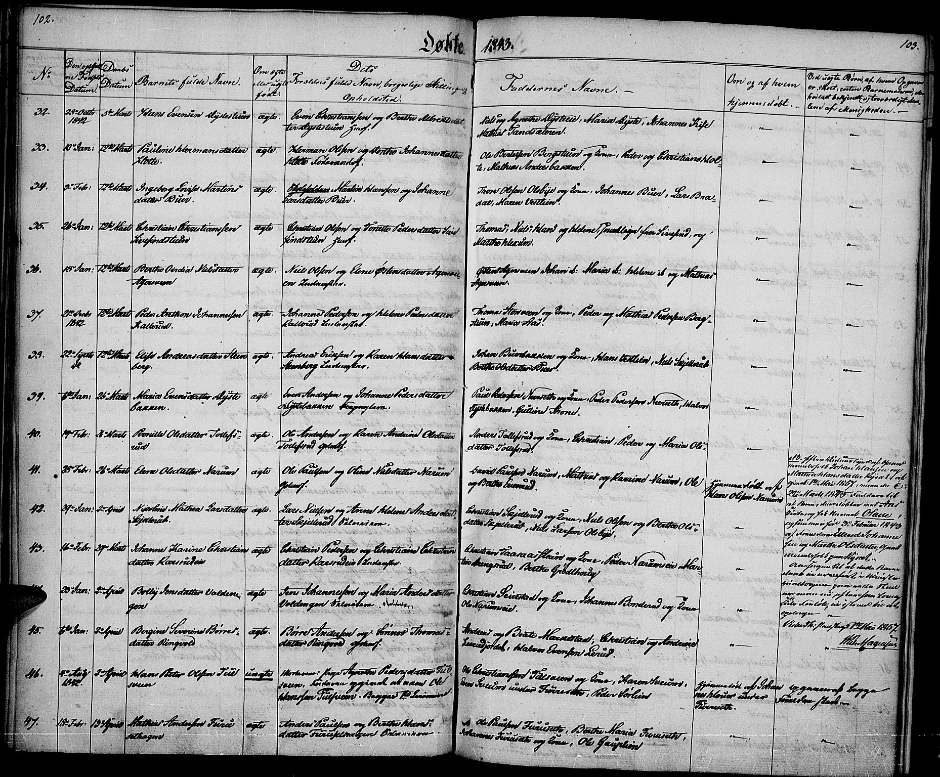 Vestre Toten prestekontor, AV/SAH-PREST-108/H/Ha/Haa/L0003: Parish register (official) no. 3, 1836-1843, p. 102-103