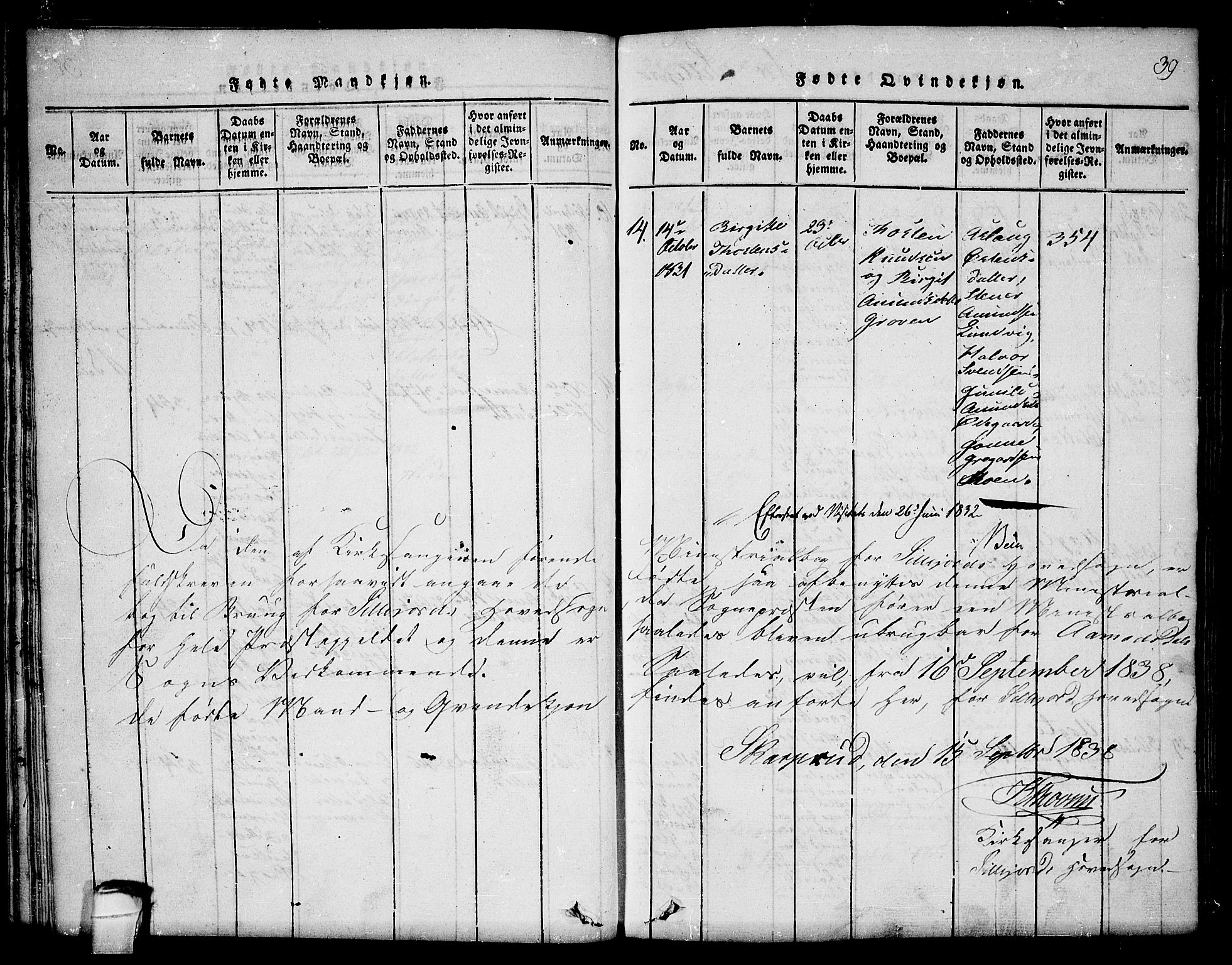 Seljord kirkebøker, SAKO/A-20/F/Fc/L0001: Parish register (official) no. III 1, 1815-1831, p. 39