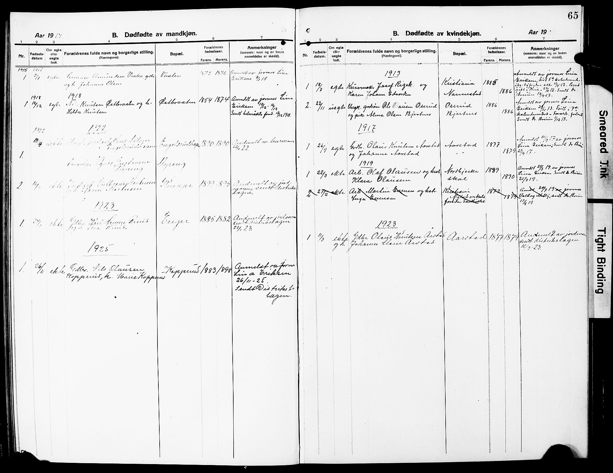 Nannestad prestekontor Kirkebøker, SAO/A-10414a/G/Ga/L0003: Parish register (copy) no. I 3, 1914-1929, p. 65