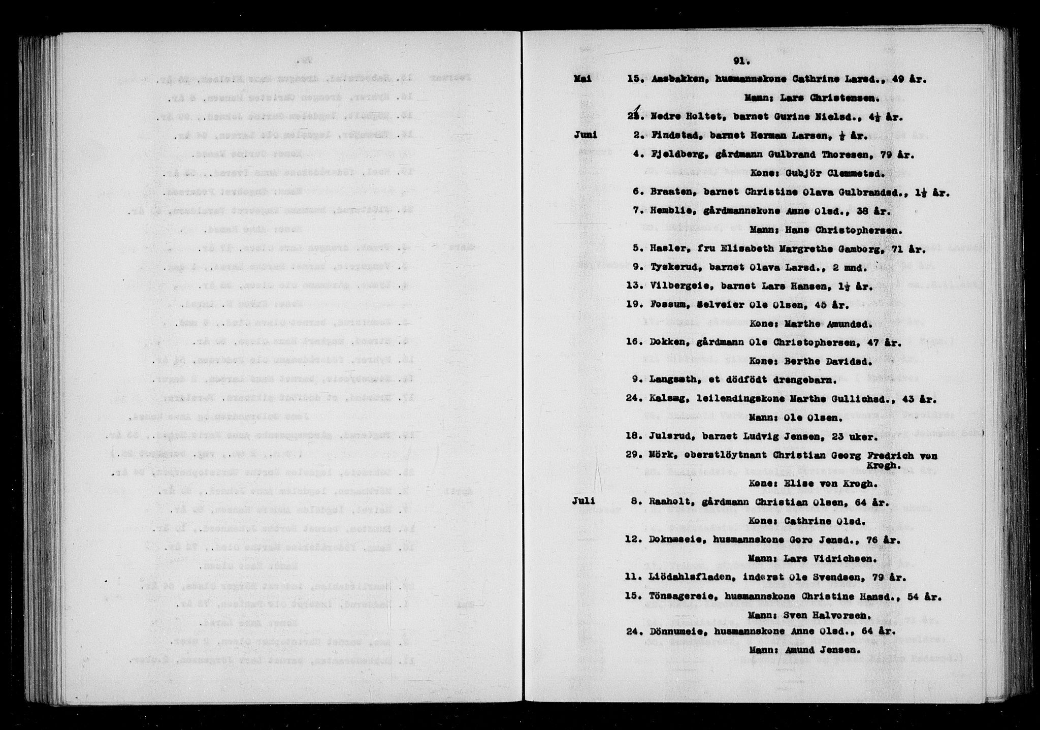 Eidsvoll tingrett, AV/SAO-A-10371/H/Ha/Haa/L0001: Dødsmeldingsprotokoll - Eidsvoll lensmannsdistrikt, 1815-1865, p. 91