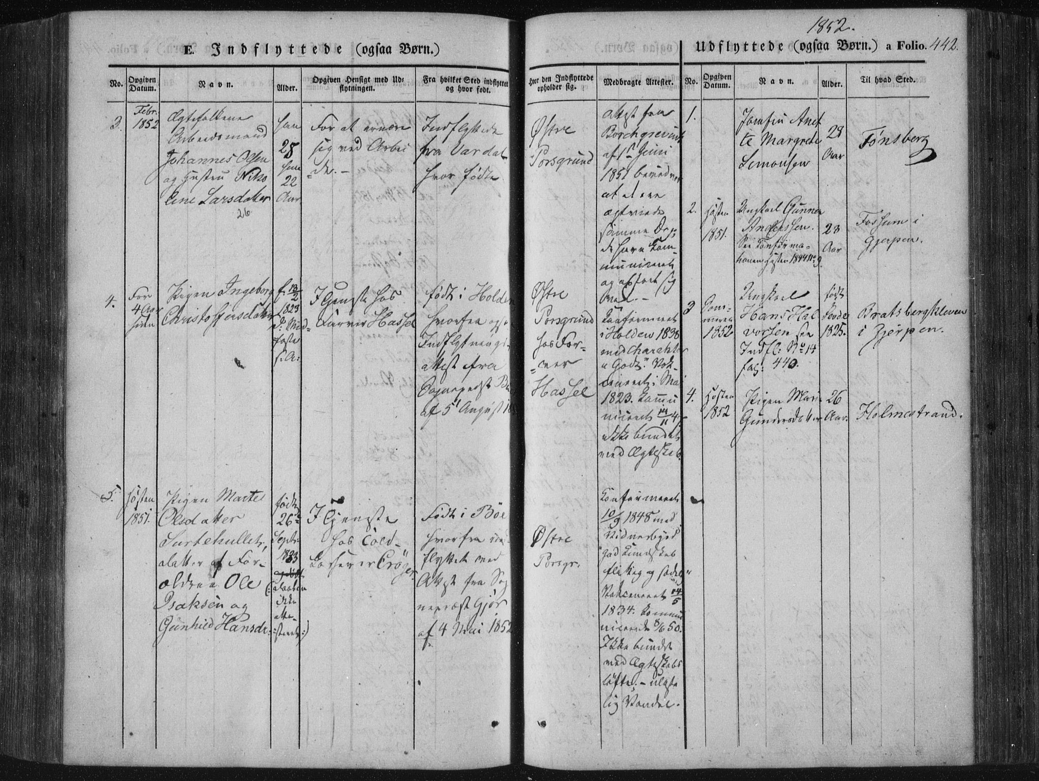 Porsgrunn kirkebøker , SAKO/A-104/F/Fa/L0006: Parish register (official) no. 6, 1841-1857, p. 442
